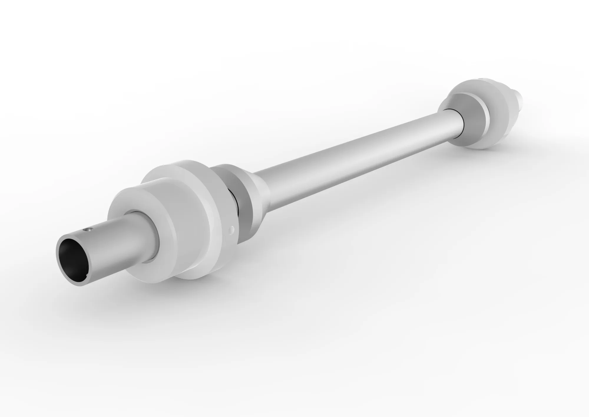 Cable reel bar 60,2/5,0x1300 pre-galvanised with c ent.flanges+plastic roller bear