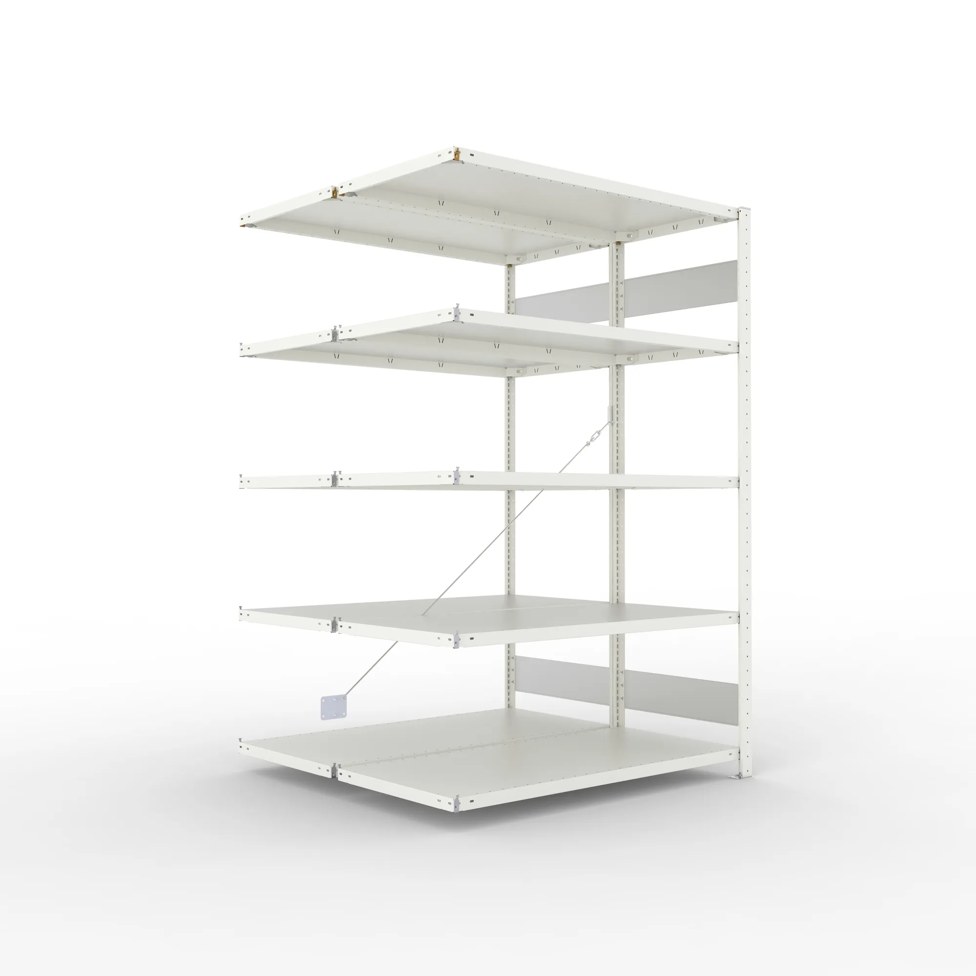 META CLIP S3 | Fachbodenregal | Doppel-Anbauregal | 2000 x 1300 x 600 mm | Fachlast 230 kg | 4+1 Ebenen | RAL 7035