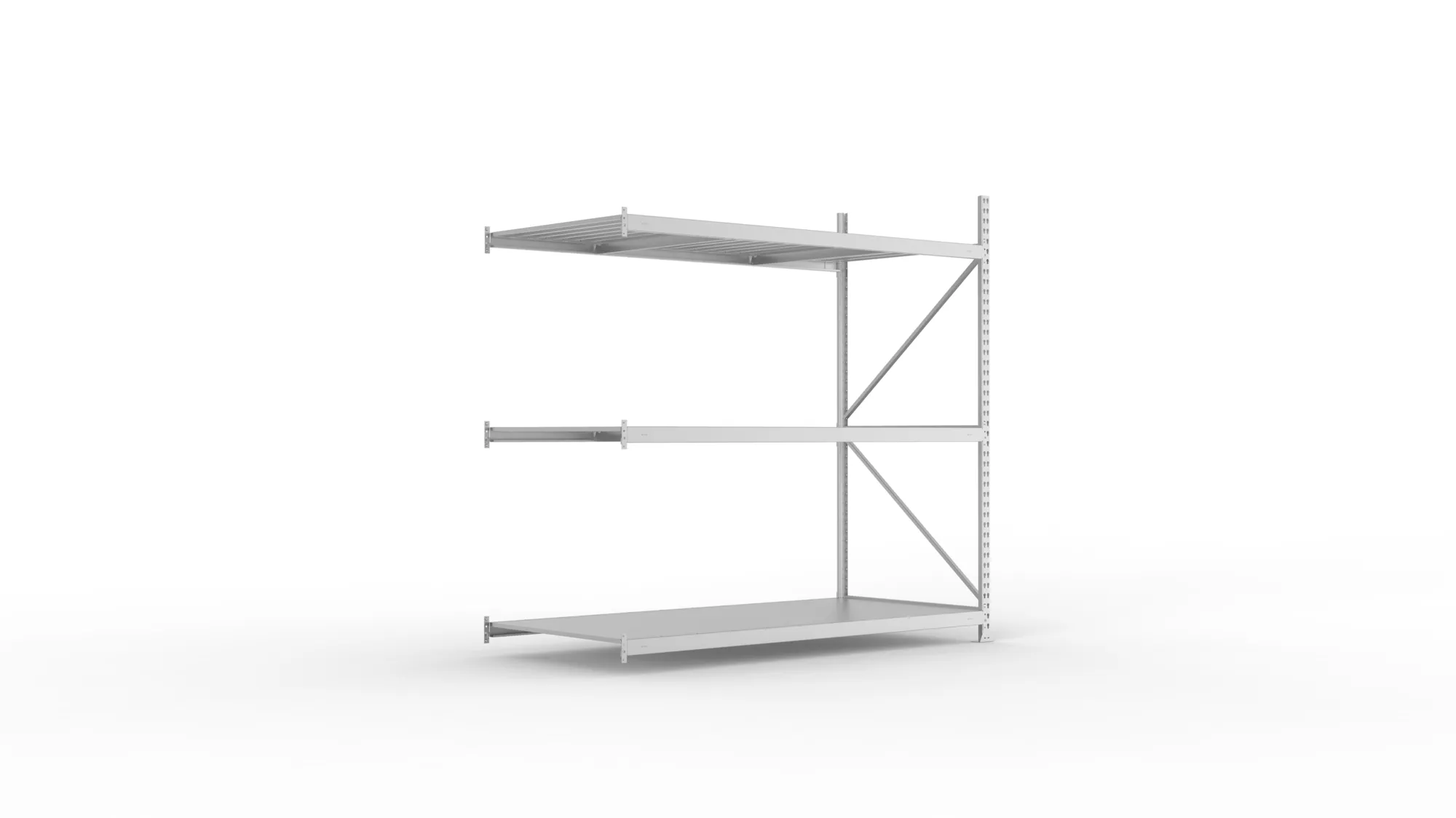 META MINI-RACK Weitspannregal | Anbauregal | 2200 x 2200 x 1050 mm | Fachlast 600 kg | Stahlpaneelböden | 3 Ebenen