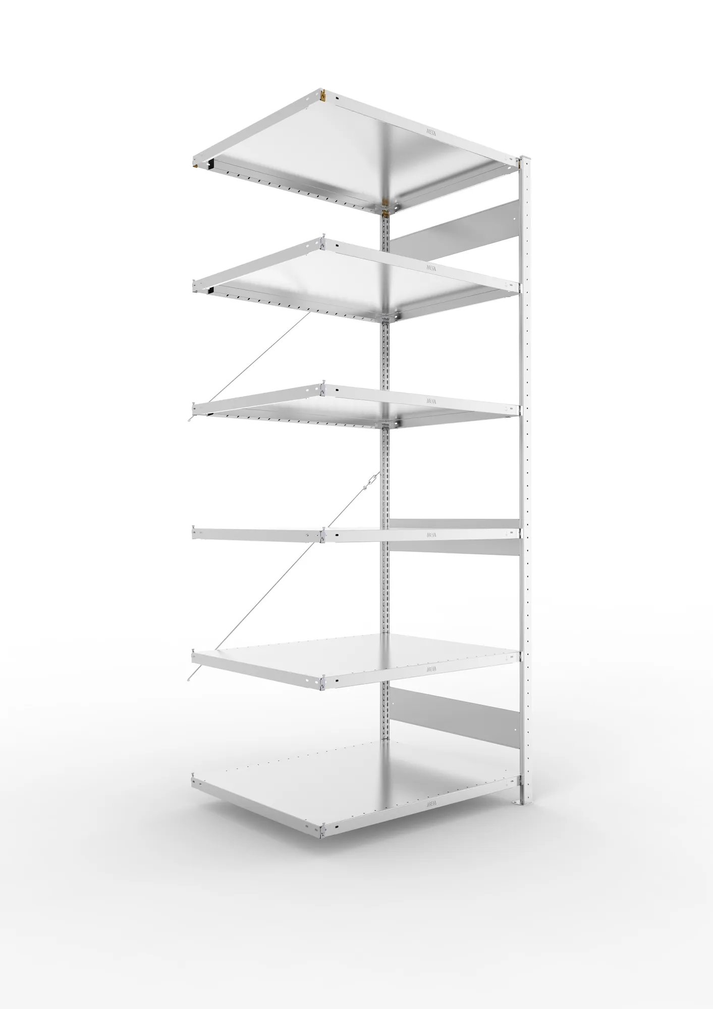 META CLIP | Fachbodenregal | Anbauregal | 2500 x 1000 x 800 mm | Fachlast 230 kg | 5+1 Ebenen | verzinkt