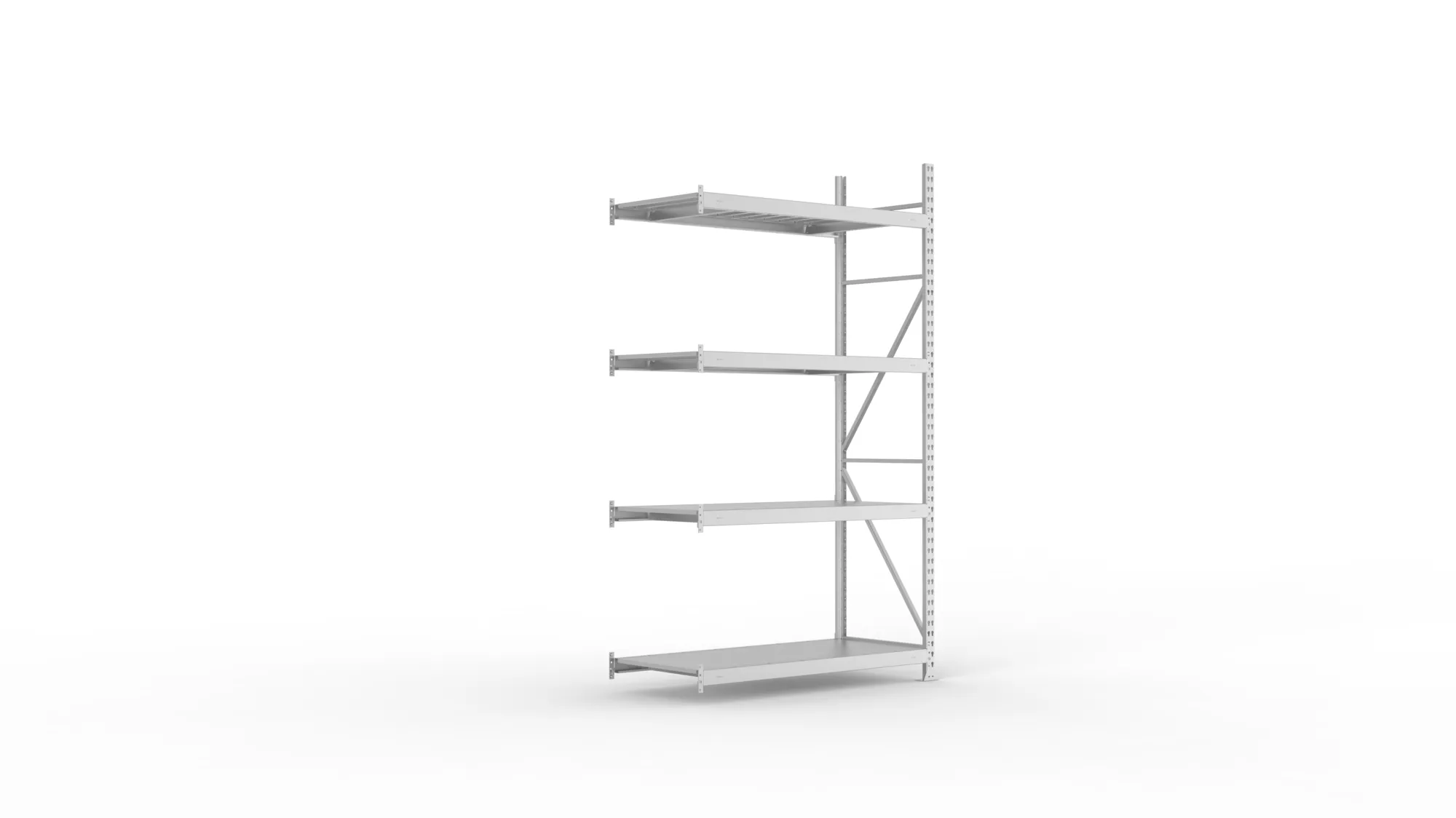 META MINI-RACK Weitspannregal | Anbauregal | 2500 x 1400 x 650 mm | Fachlast 600 kg | Stahlpaneelböden | 4 Ebenen