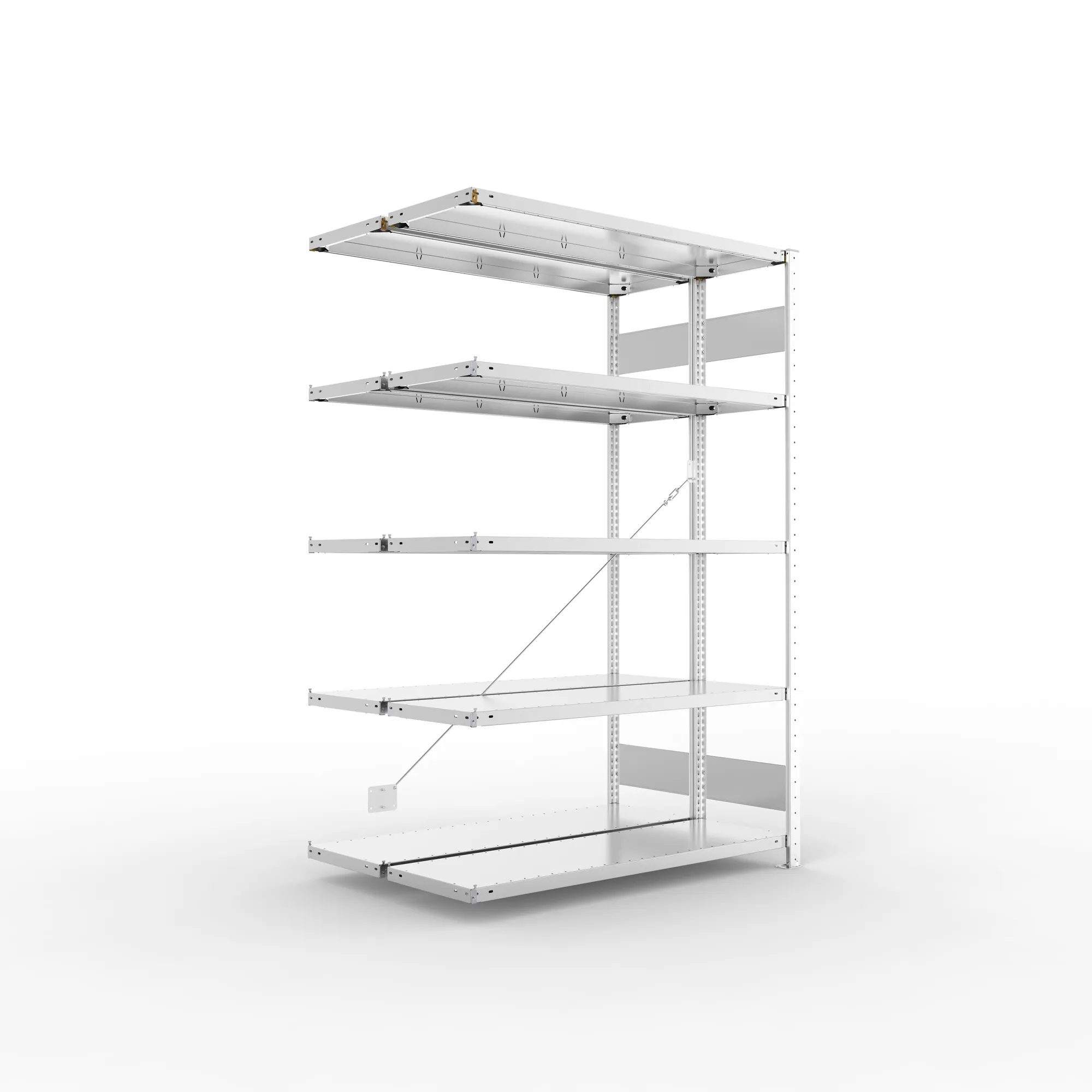 META CLIP S3 | Fachbodenregal | Doppel-Anbauregal | 2000 x 1300 x 400 mm | Fachlast 230 kg | 4+1 Ebenen | verzinkt