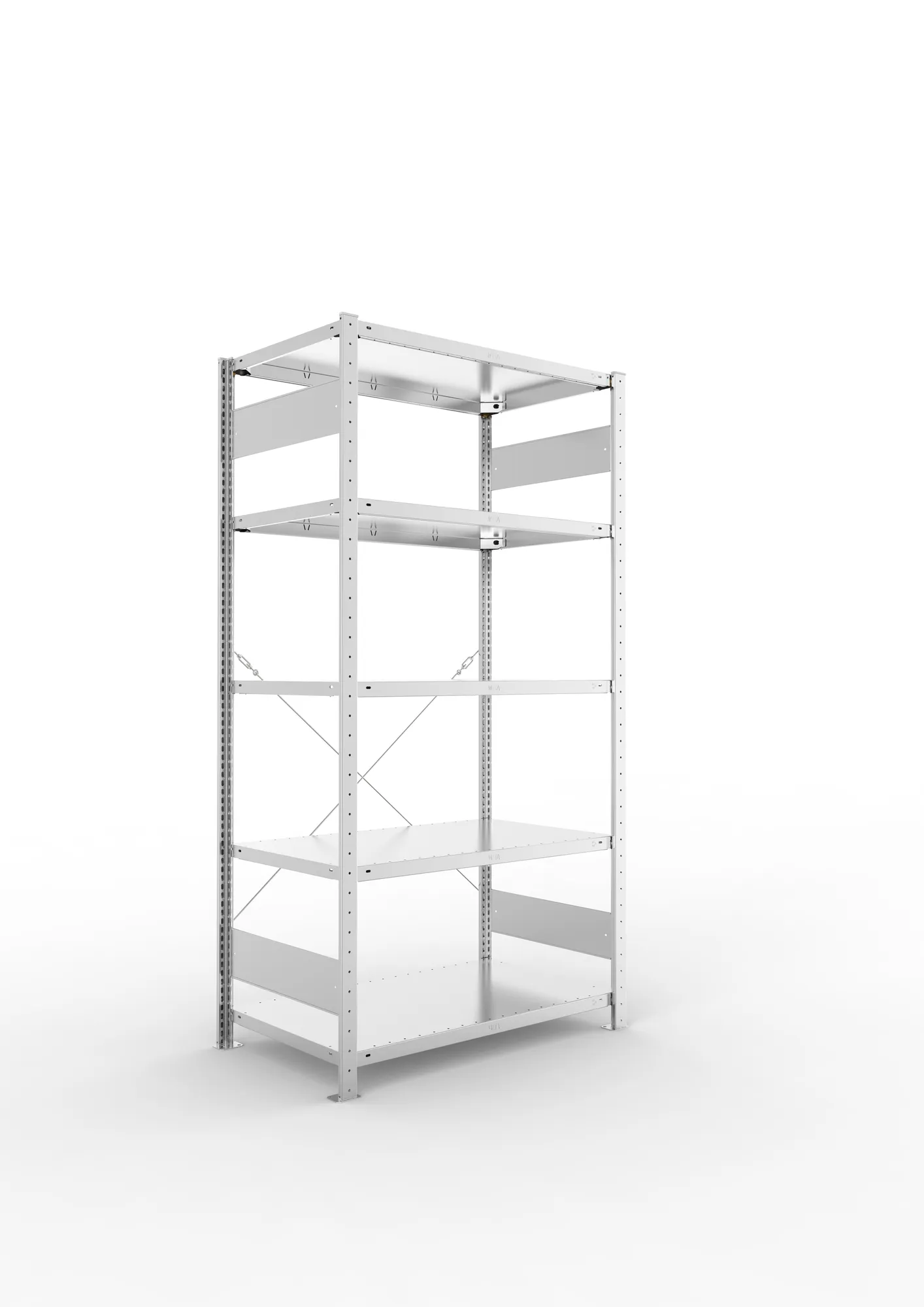 META CLIP | Fachbodenregal | Grundregal | 2000 x 1000 x 600 mm | Fachlast 150 kg | 4+1 Ebenen | verzinkt