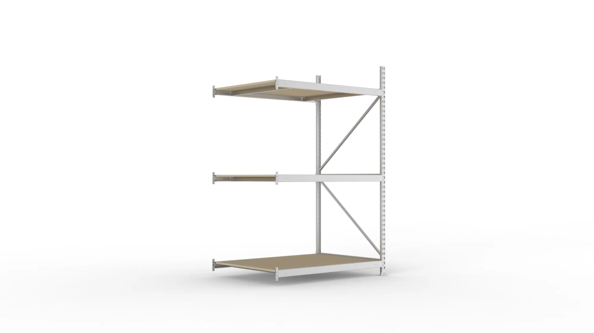 META MINI-RACK Weitspannregal | Anbauregal | 2200 x 1400 x 1050 mm | Fachlast 600 kg | Spanplattenböden | 3 Ebenen