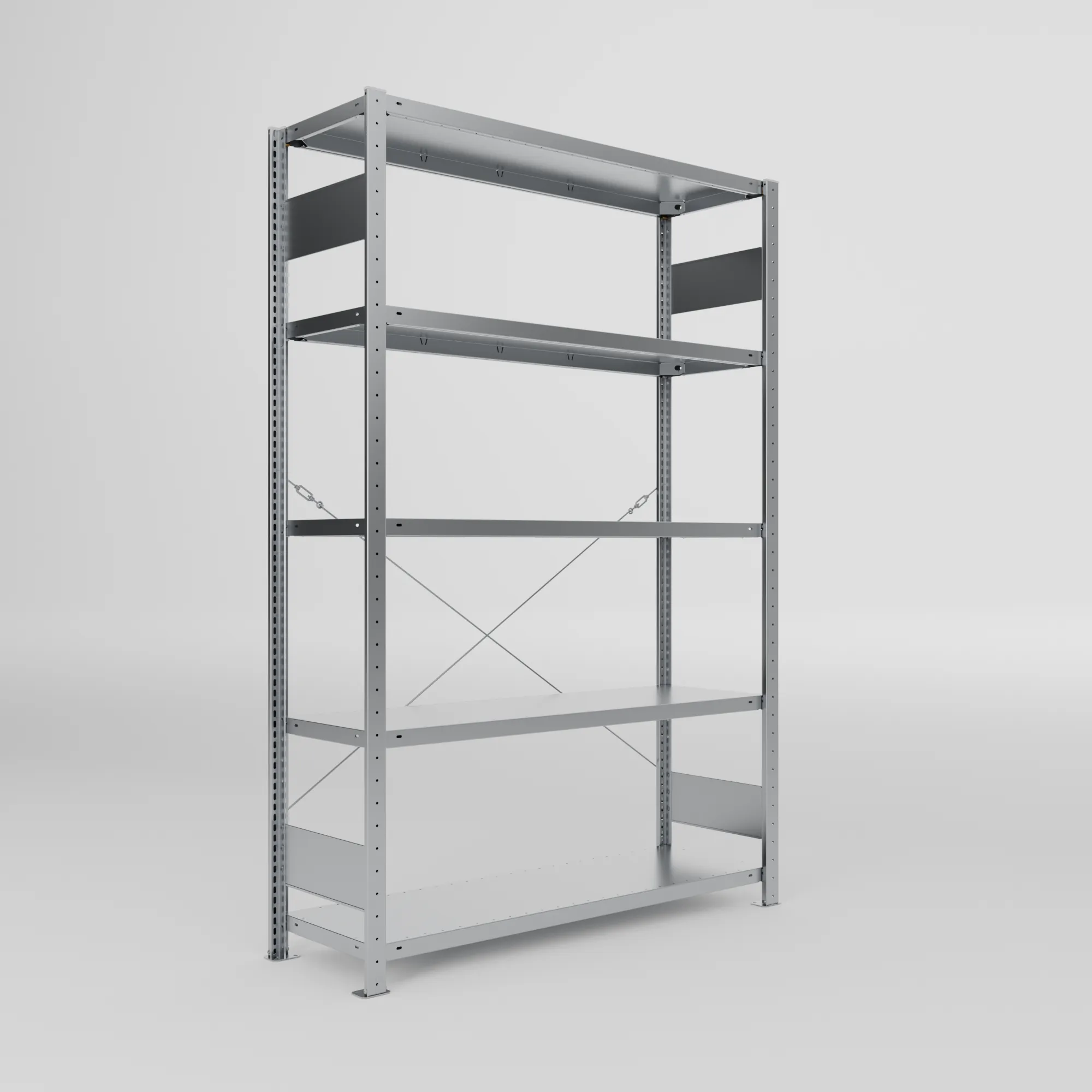 META CLIP S3 | Fachbodenregal | Grundregal | 2000 x 1300 x 400 mm | Fachlast 230 kg | 4+1 Ebenen | verzinkt