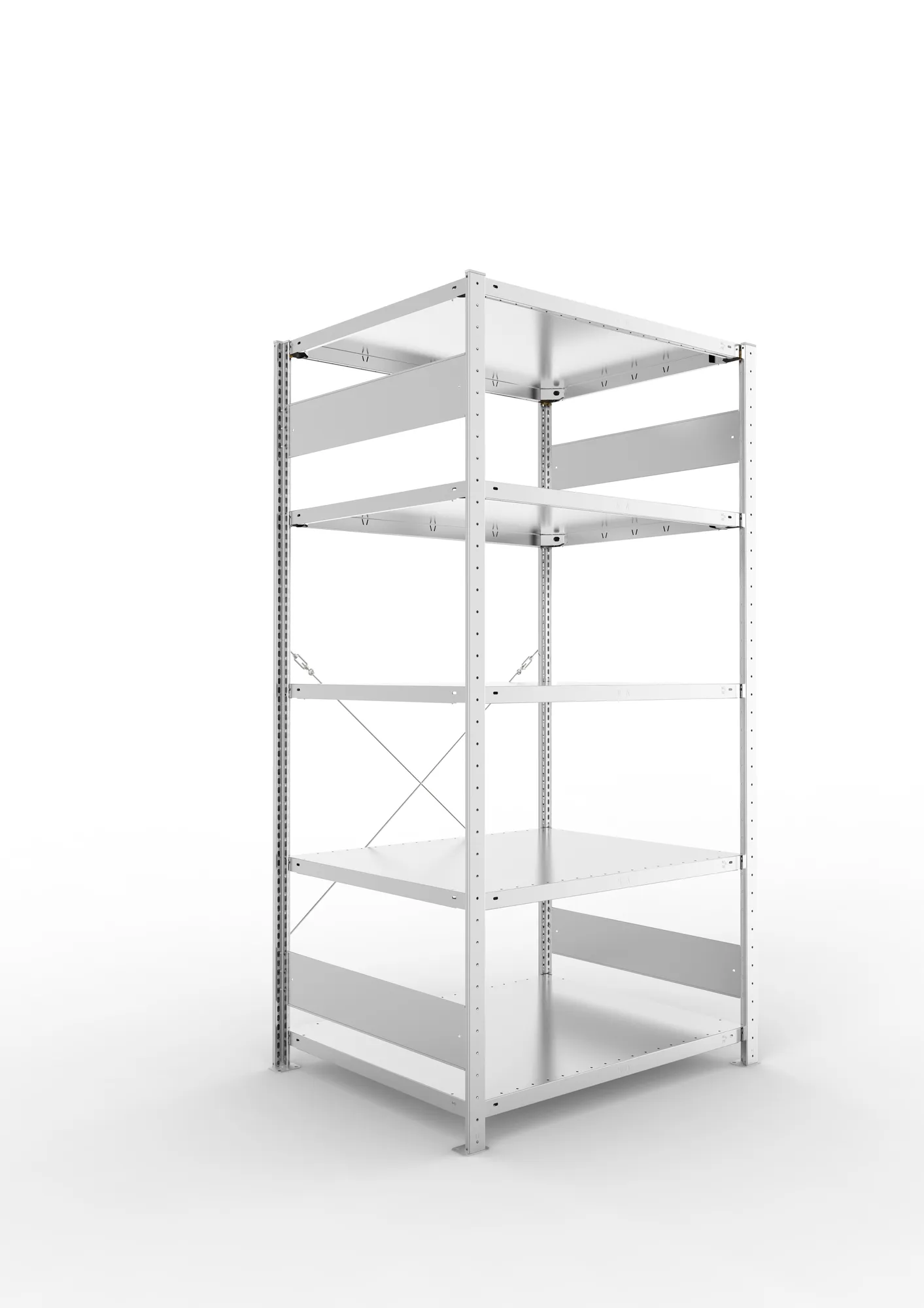 META CLIP S3 | Fachbodenregal | Grundregal | 2000 x 1000 x 800 mm | Fachlast 230 kg | 4+1 Ebenen | verzinkt
