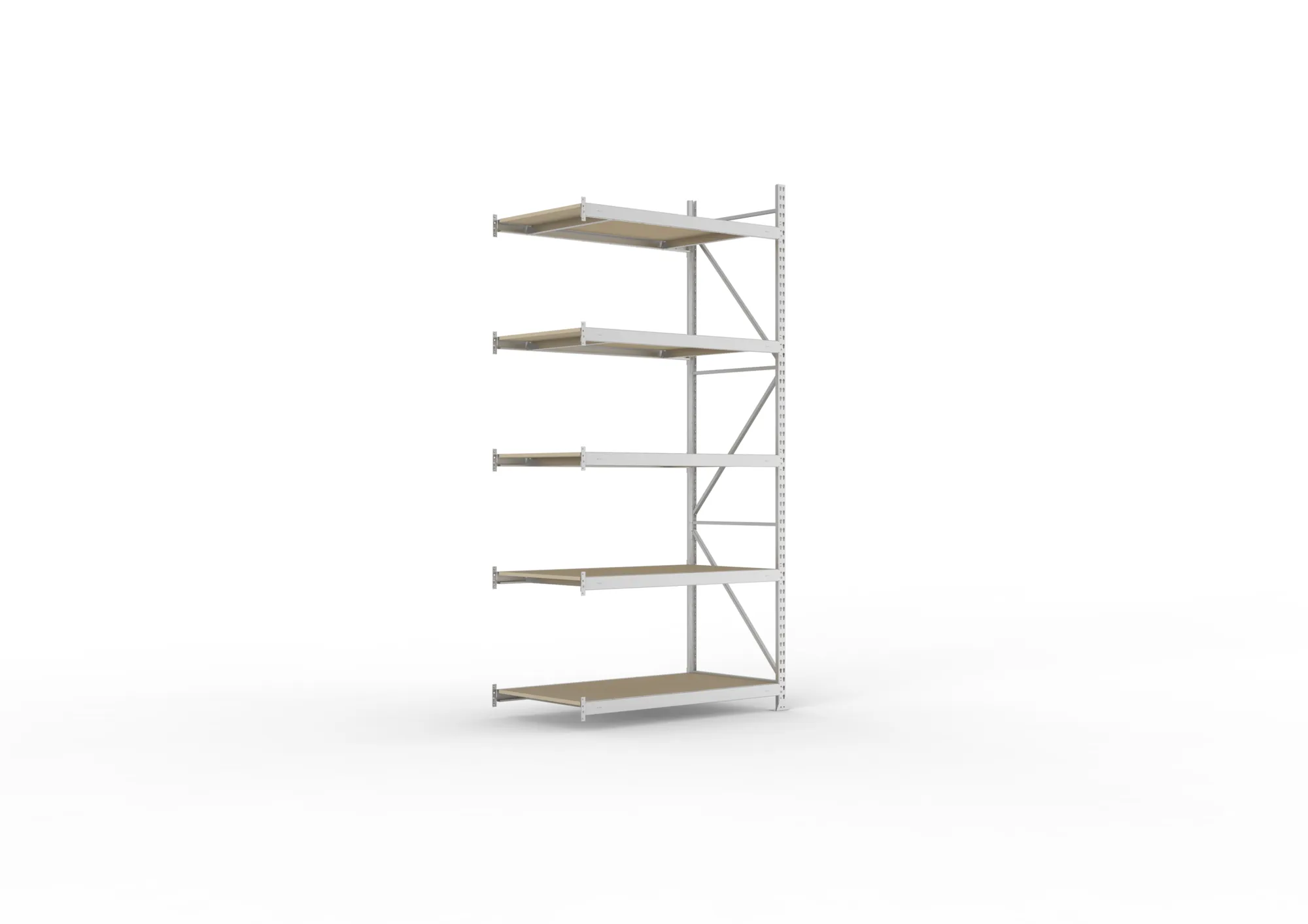 META MINI-RACK Weitspannregal | Anbauregal | 3000 x 1400 x 800 mm | Fachlast 600 kg | Spanplattenböden | 5 Ebenen