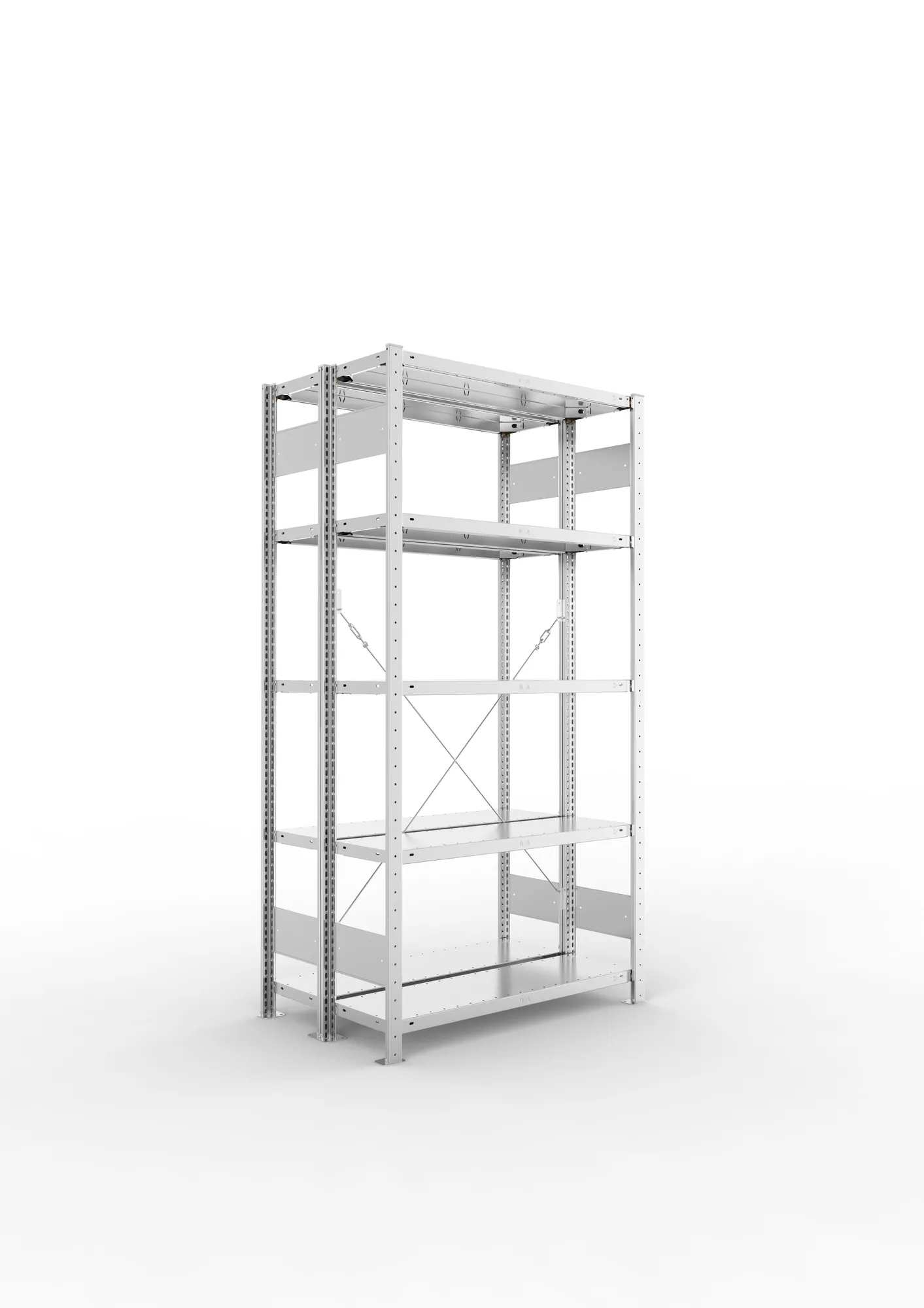 META CLIP | Fachbodenregal | Doppel-Grundregal | 2000 x 1000 x 300 mm | Fachlast 150 kg | 4+1 Ebenen | verzinkt