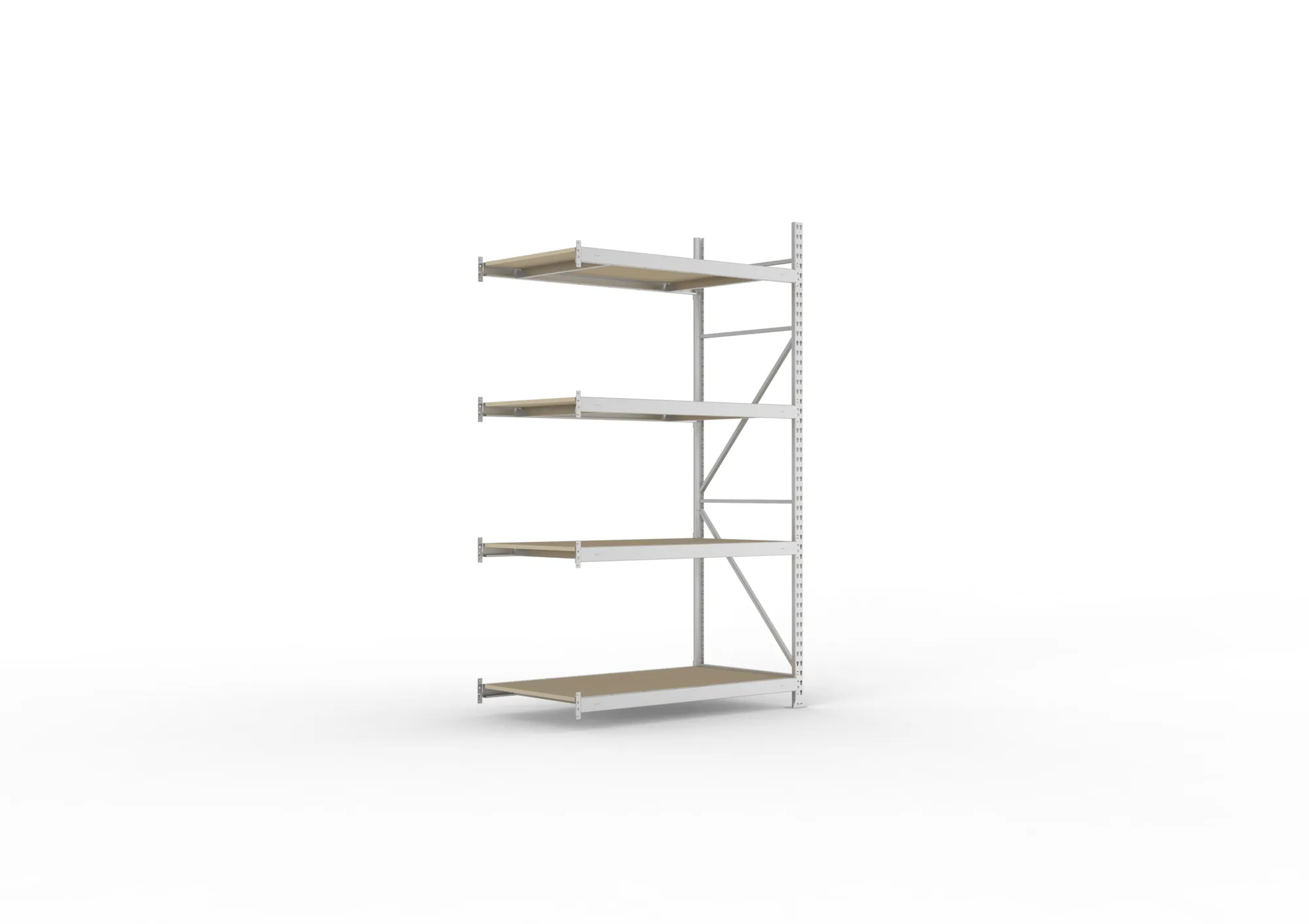 META MINI-RACK Weitspannregal | Anbauregal | 2500 x 1400 x 800 mm | Fachlast 600 kg | Spanplattenböden | 4 Ebenen