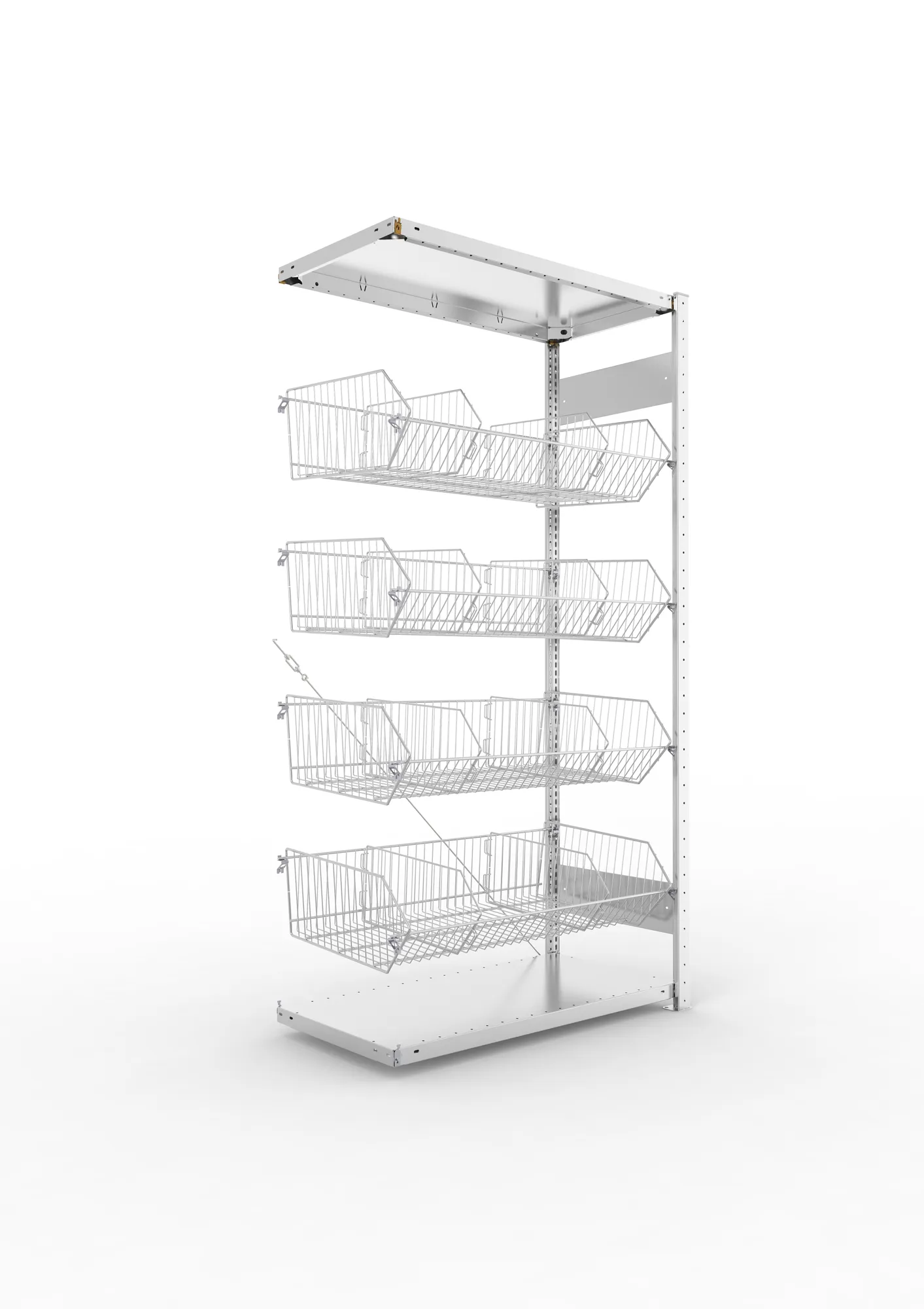 Mesh basket rack Add leight 1000 x 500 galv cpl. 4 mesh baskets and dividers