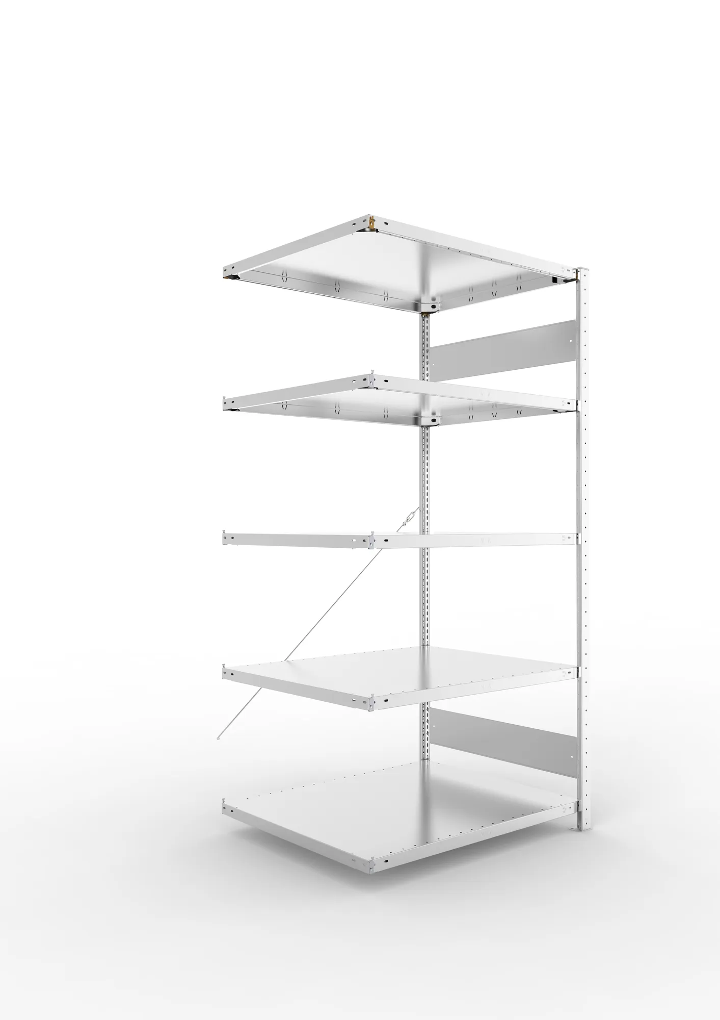 META CLIP S3 | Fachbodenregal | Anbauregal | 2000 x 1000 x 800 mm | Fachlast 230 kg | 4+1 Ebenen | verzinkt