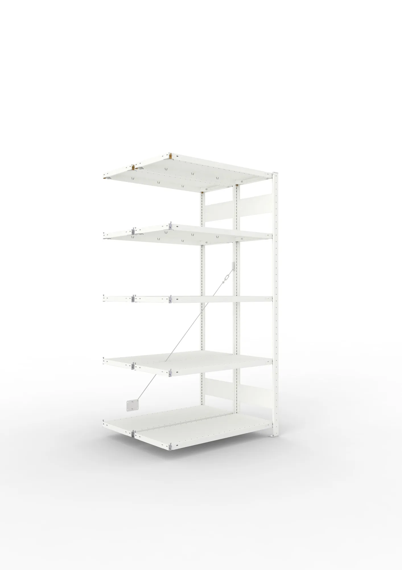 META CLIP | Fachbodenregal | Doppel-Anbauregal | 2000 x 1000 x 400 mm | Fachlast 150 kg | 4+1 Ebenen | RAL 7035