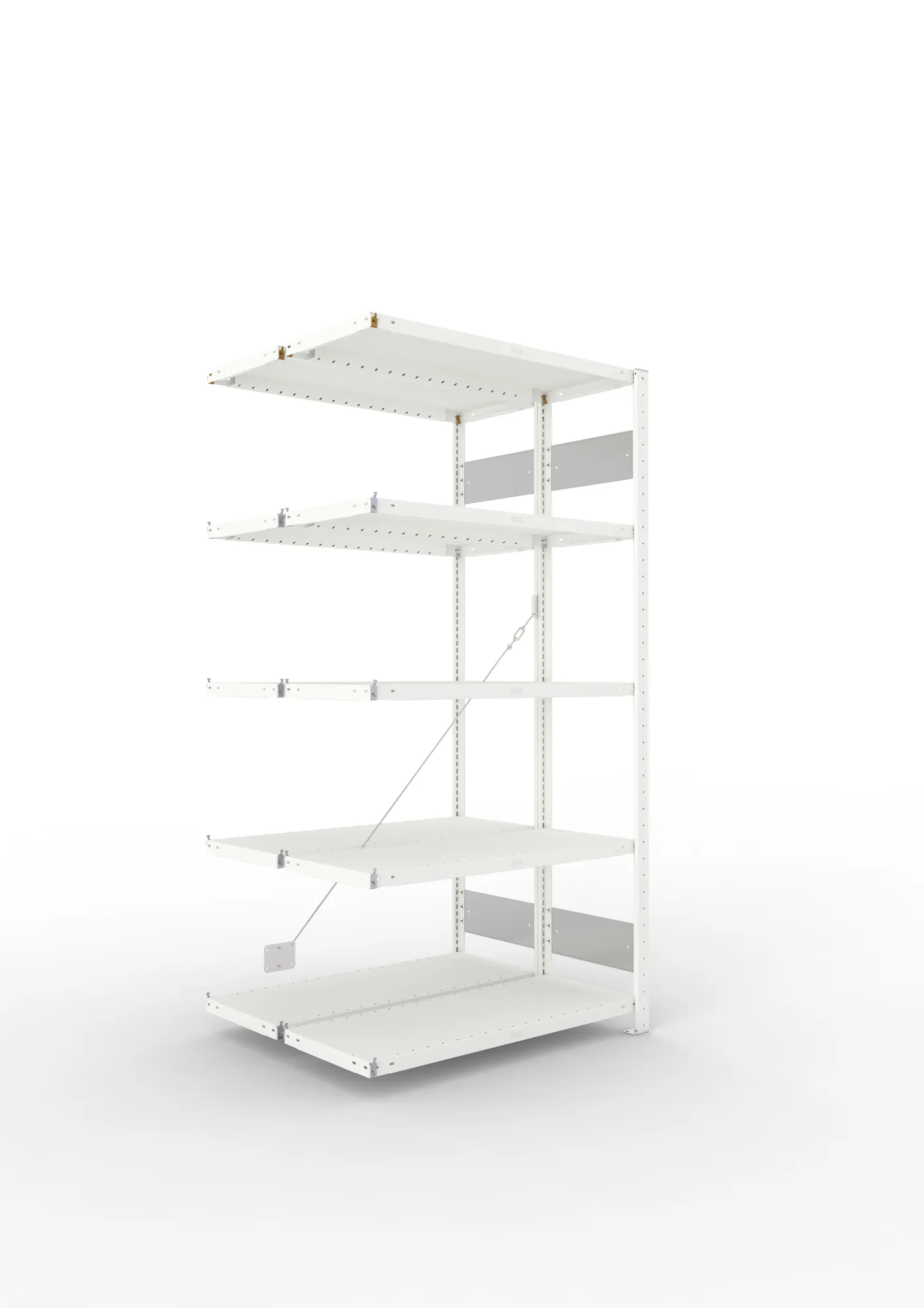 META CLIP S3 | Fachbodenregal | Doppel-Anbauregal | 2000 x 1000 x 400 mm | Fachlast 230 kg | 4+1 Ebenen | RAL 7035