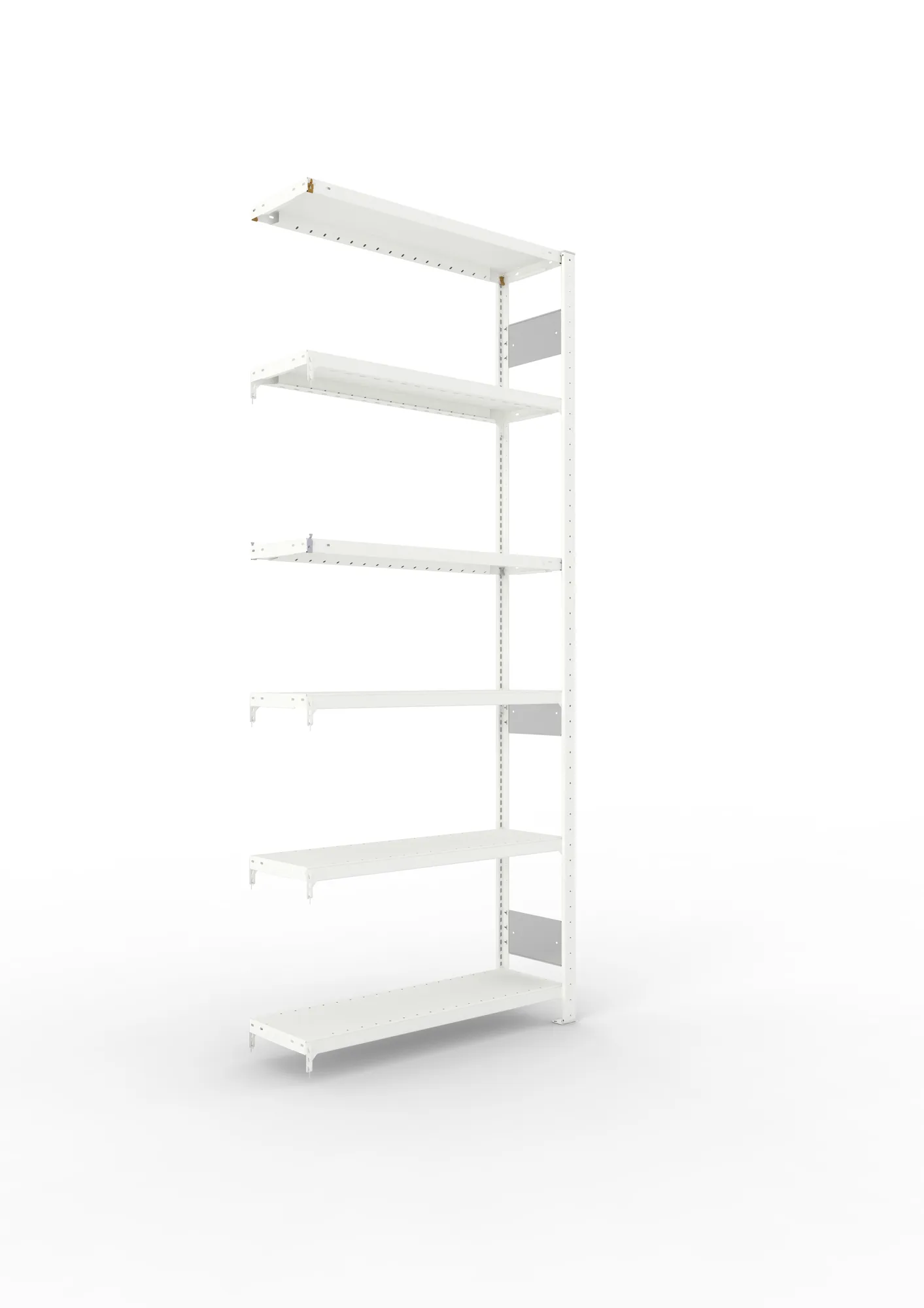 META CLIP S3 | Fachbodenregal | Anbauregal | 2500 x 1000 x 300 mm | Fachlast 230 kg | 5+1 Ebenen | Längsriegel | RAL 7035