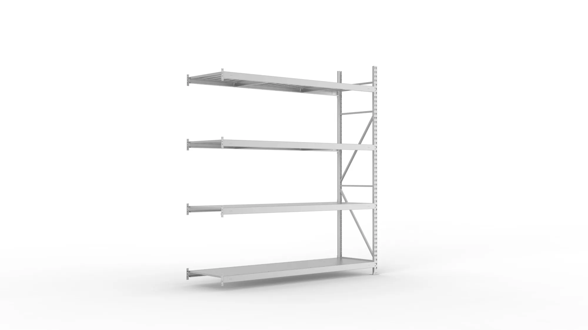 META MINI-RACK Weitspannregal | Anbauregal | 2500 x 2200 x 650 mm | Fachlast 600 kg | Stahlpaneelböden | 4 Ebenen