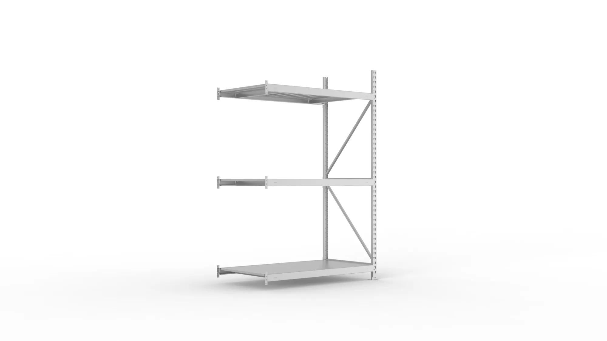META MINI-RACK Weitspannregal | Anbauregal | 2200 x 1400 x 800 mm | Fachlast 600 kg | Stahlpaneelböden | 3 Ebenen