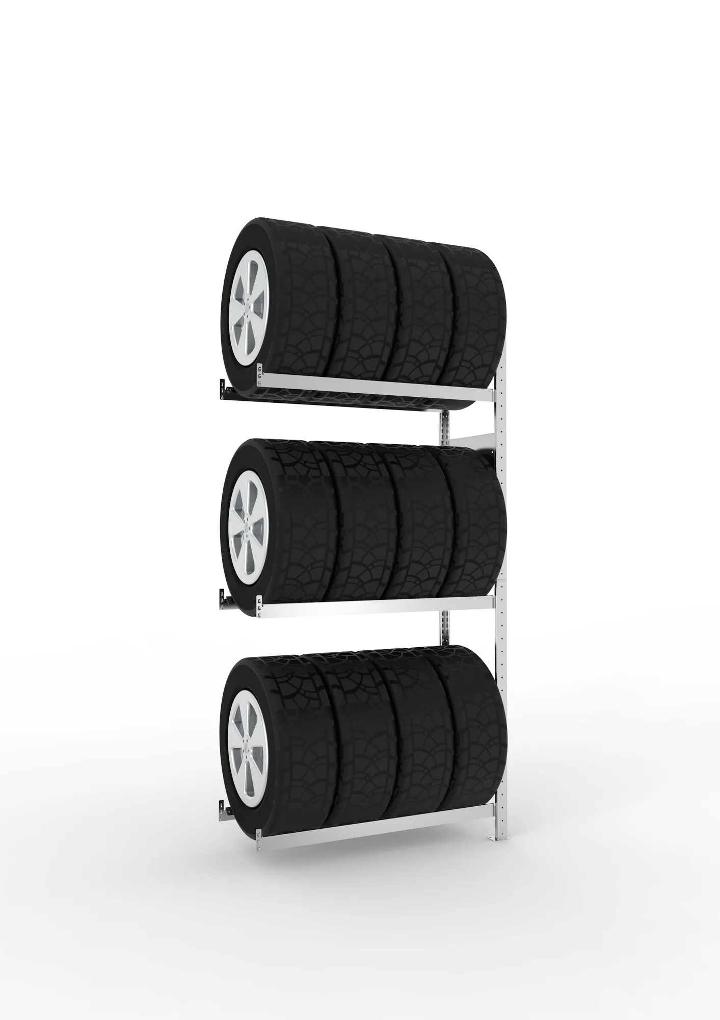 Quick SPLIT tyre rack AR 2000 x 1000 x 400 galv. compl. with 6 longitudinal tyre bars (3 tyre levels)