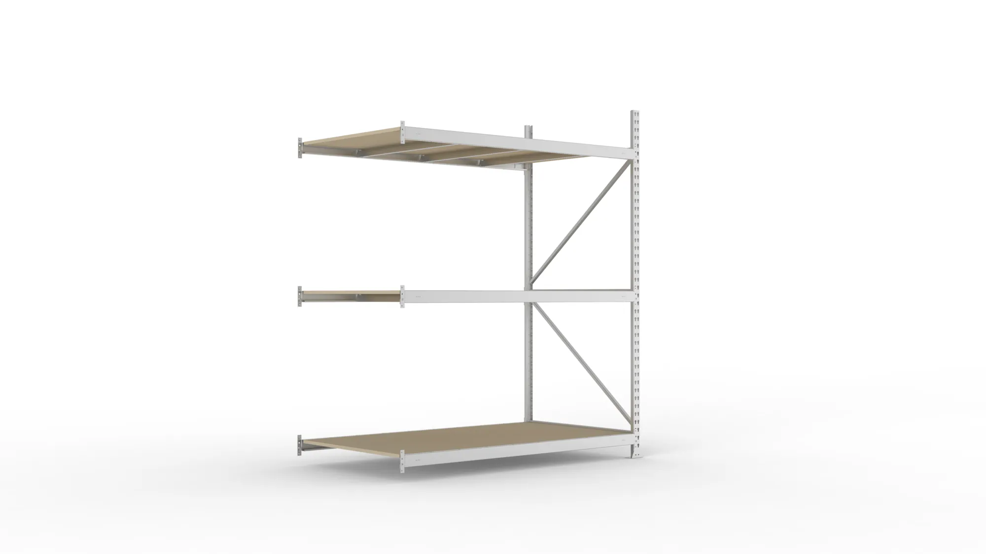 META MINI-RACK Weitspannregal | Anbauregal | 2200 x 1800 x 1050 mm | Fachlast 600 kg | Spanplattenböden | 3 Ebenen