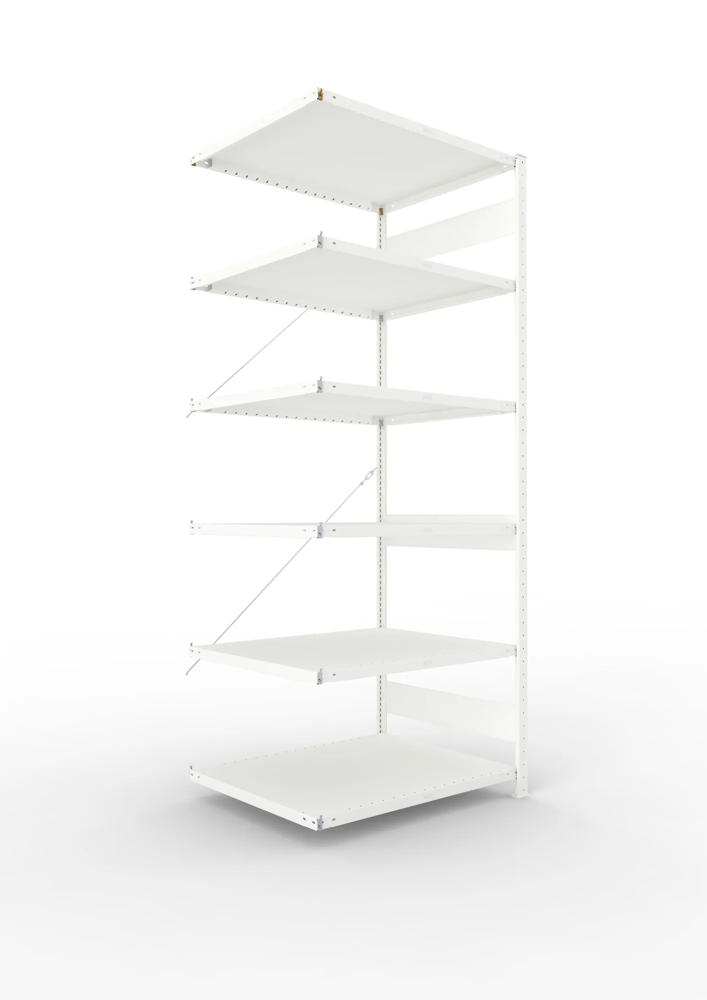 META CLIP | Fachbodenregal | Anbauregal | 2500 x 1000 x 800 mm | Fachlast 230 kg | 5+1 Ebenen | RAL 7035