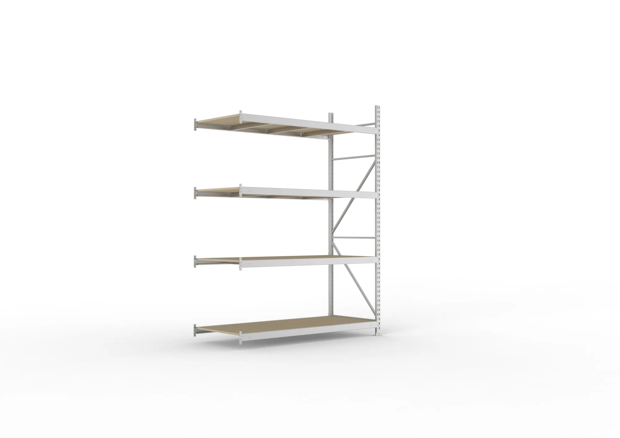 META MINI-RACK Weitspannregal | Anbauregal | 2500 x 1800 x 800 mm | Fachlast 600 kg | Spanplattenböden | 4 Ebenen