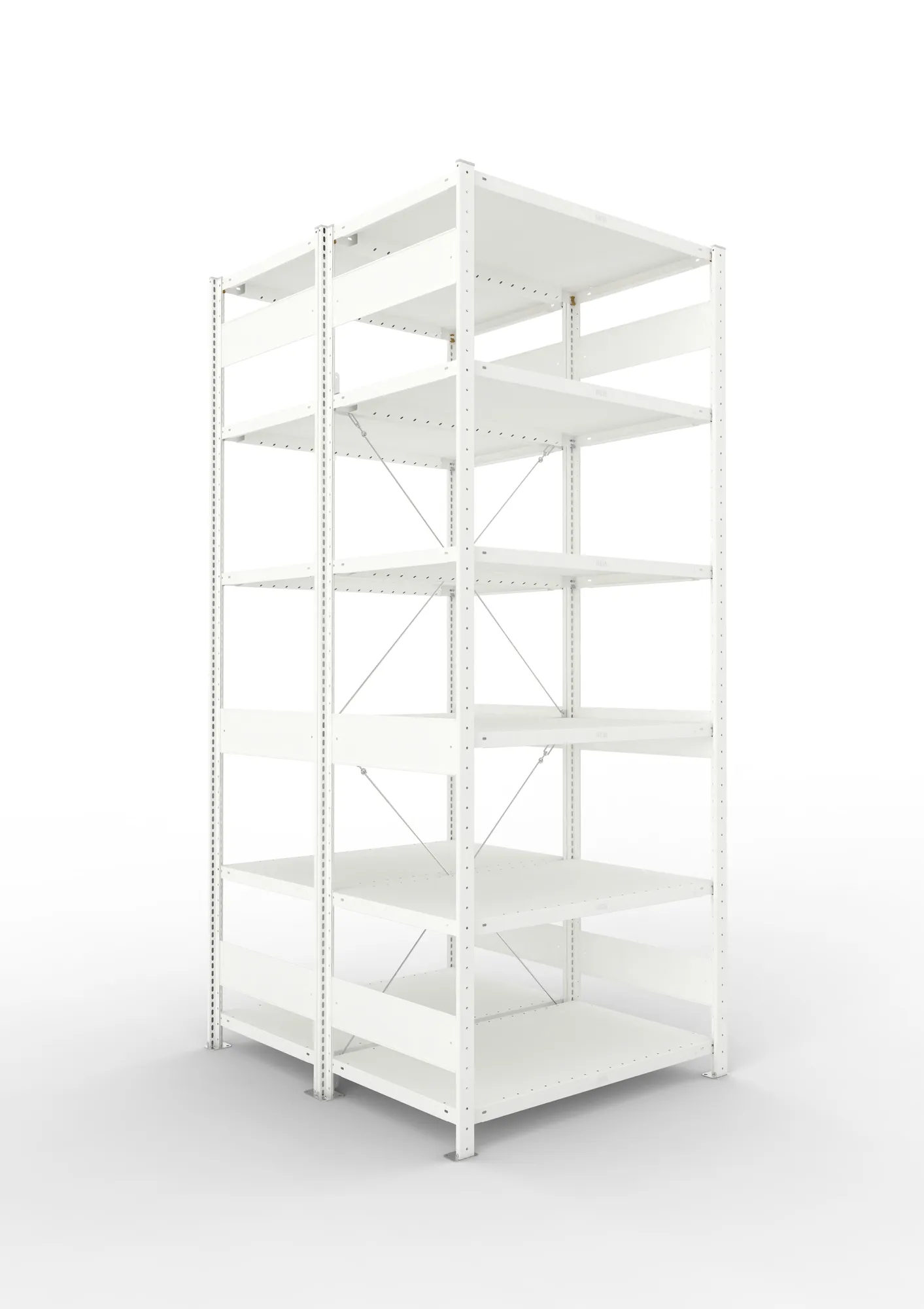META CLIP | Fachbodenregal | Doppel-Grundregal | 2500 x 1000 x 600 mm | Fachlast 230 kg | 5+1 Ebenen | RAL 7035