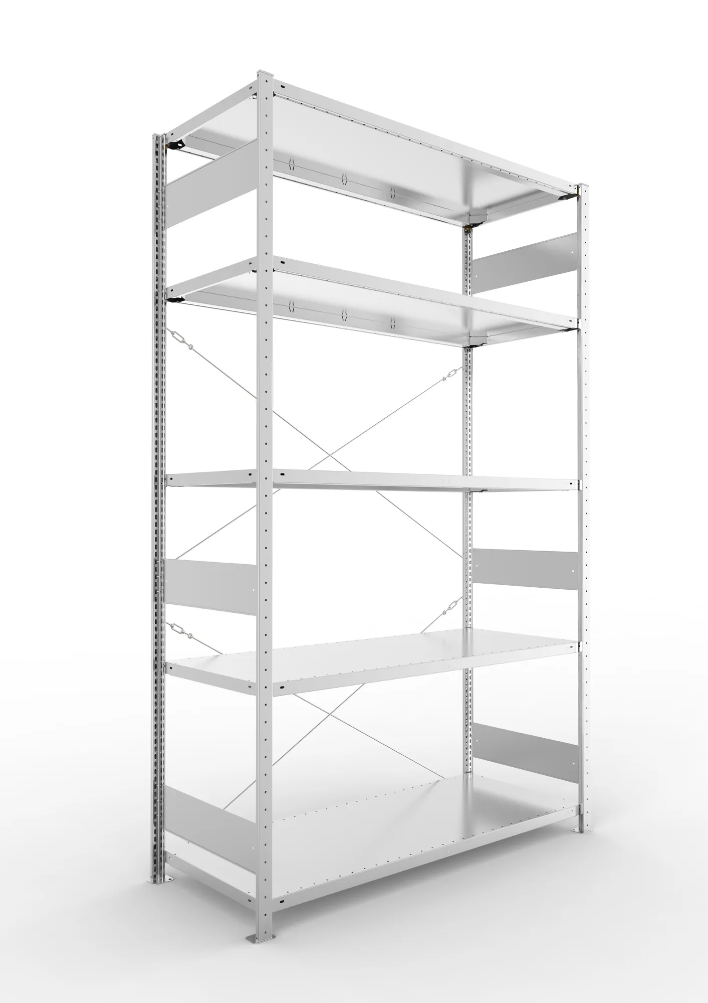 META CLIP S3 | Fachbodenregal | Grundregal | 2500 x 1500 x 600 mm | Fachlast 200 kg | 4+1 Ebenen | verzinkt