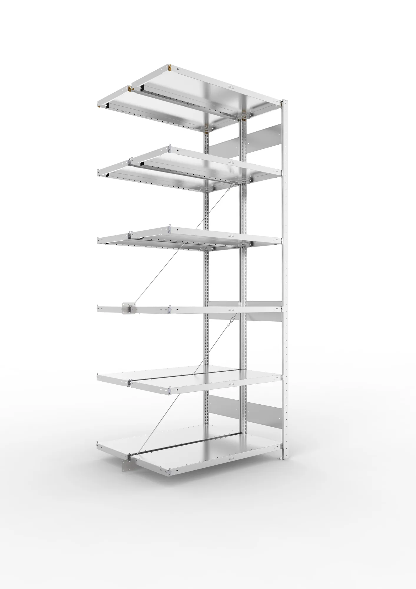 META CLIP | Fachbodenregal | Doppel-Anbauregal | 2500 x 1000 x 400 mm | Fachlast 230 kg | 5+1 Ebenen | verzinkt