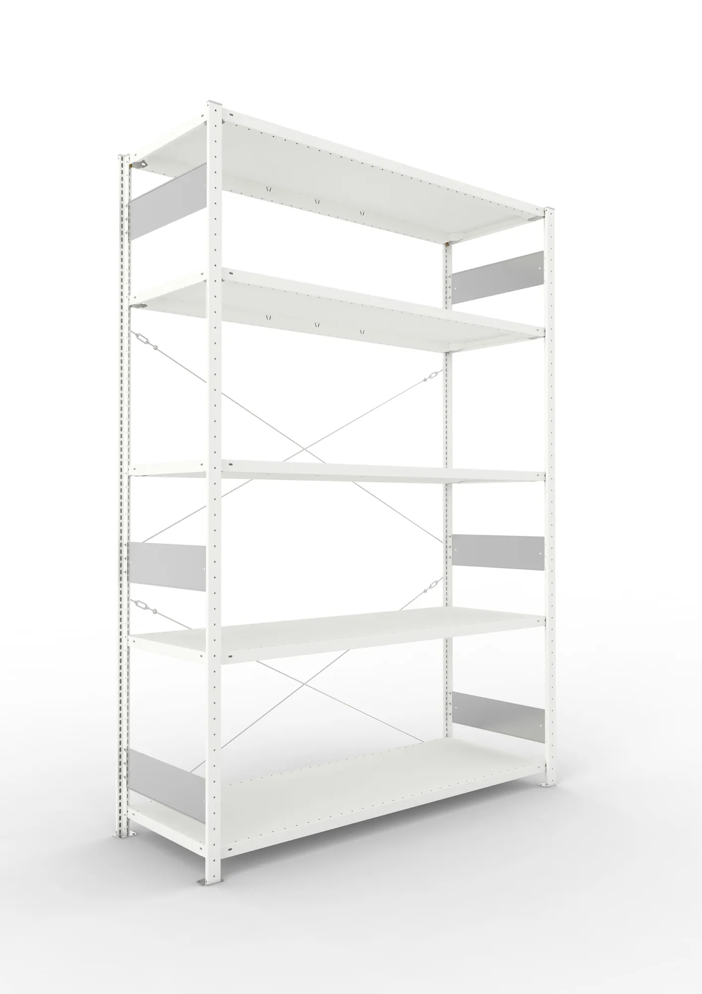 META CLIP S3 | Fachbodenregal | Grundregal | 2500 x 1700 x 600 mm | Fachlast 200 kg | 4+1 Ebenen | RAL 7035