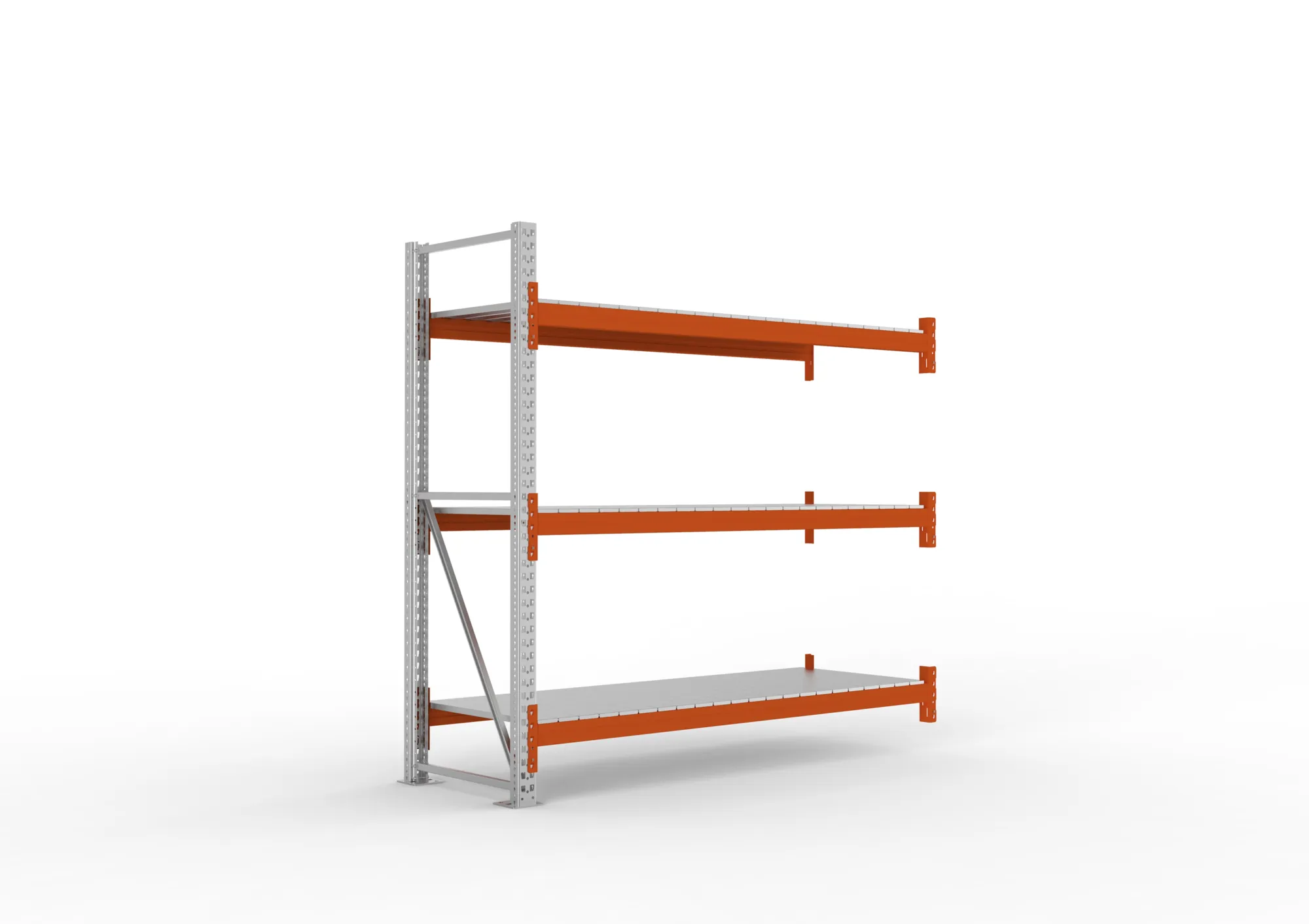 META MULTIPAL | Großfachregal | Anbauregal | 2200 x 2225 x 800 mm | Fachlast 1900 kg | 3 Ebenen | Stahlpaneele | verzinkt