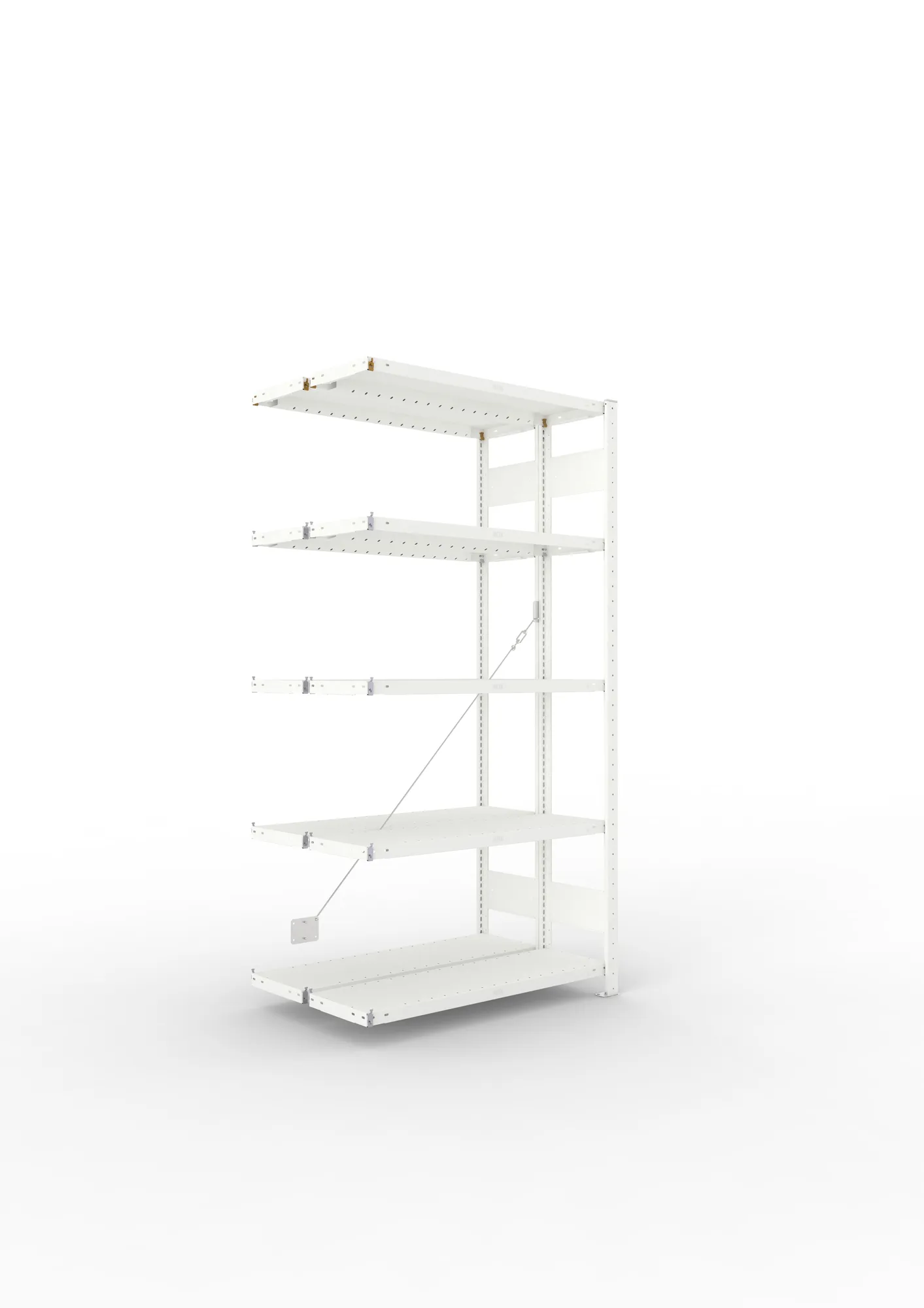 META CLIP | Fachbodenregal | Doppel-Anbauregal | 2000 x 1000 x 300 mm | Fachlast 230 kg | 4+1 Ebenen | RAL 7035