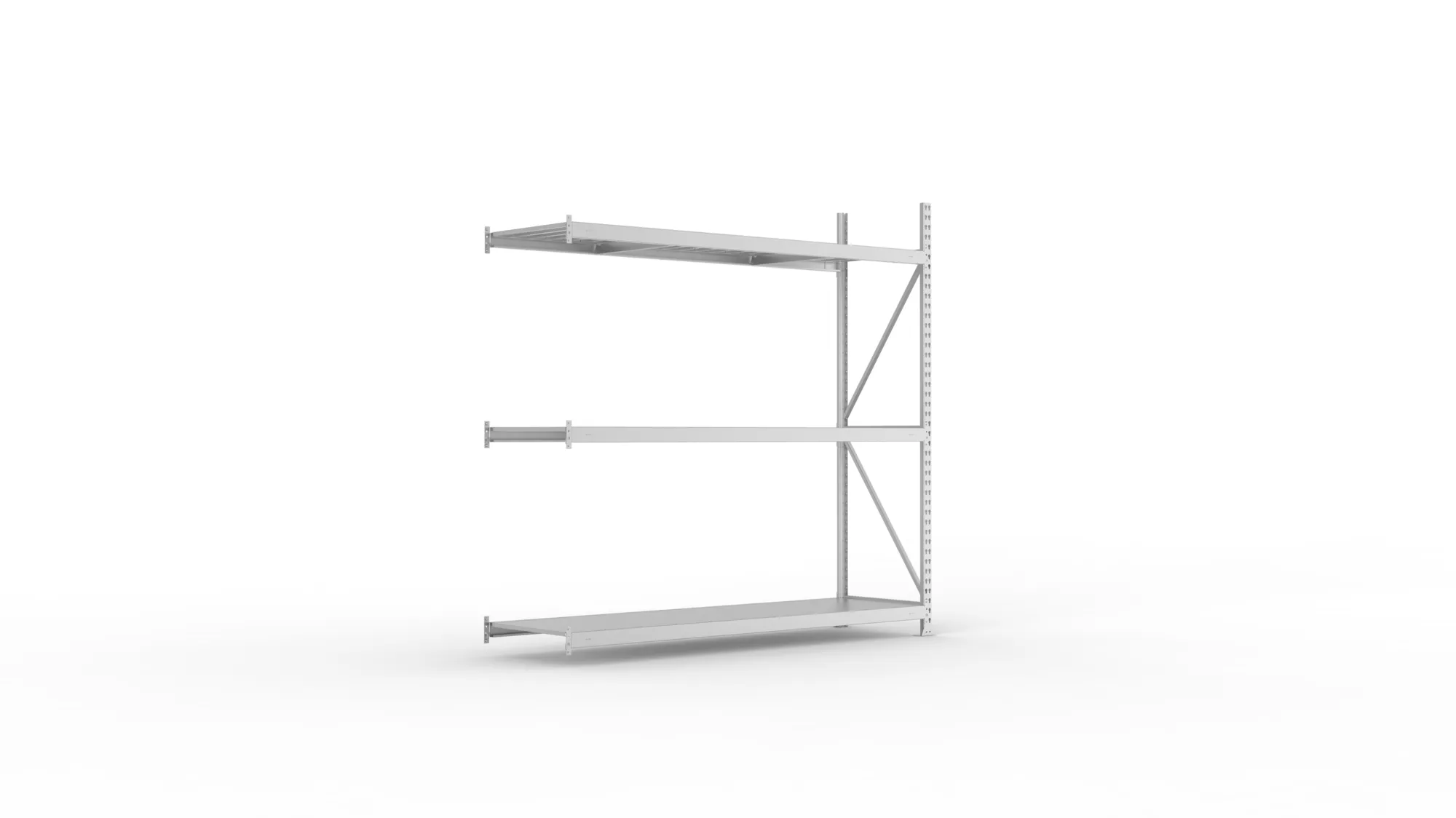 META MINI-RACK Weitspannregal | Anbauregal | 2200 x 2200 x 650 mm | Fachlast 600 kg | Stahlpaneelböden | 3 Ebenen