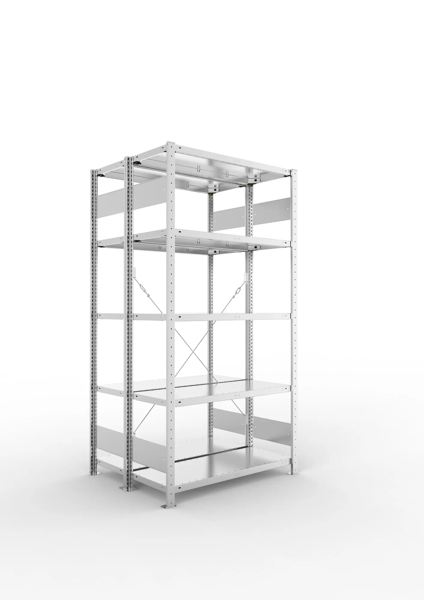 META CLIP S3 | Fachbodenregal | Doppel-Grundregal | 2000 x 1000 x 400 mm | Fachlast 150 kg | 4+1 Ebenen | verzinkt
