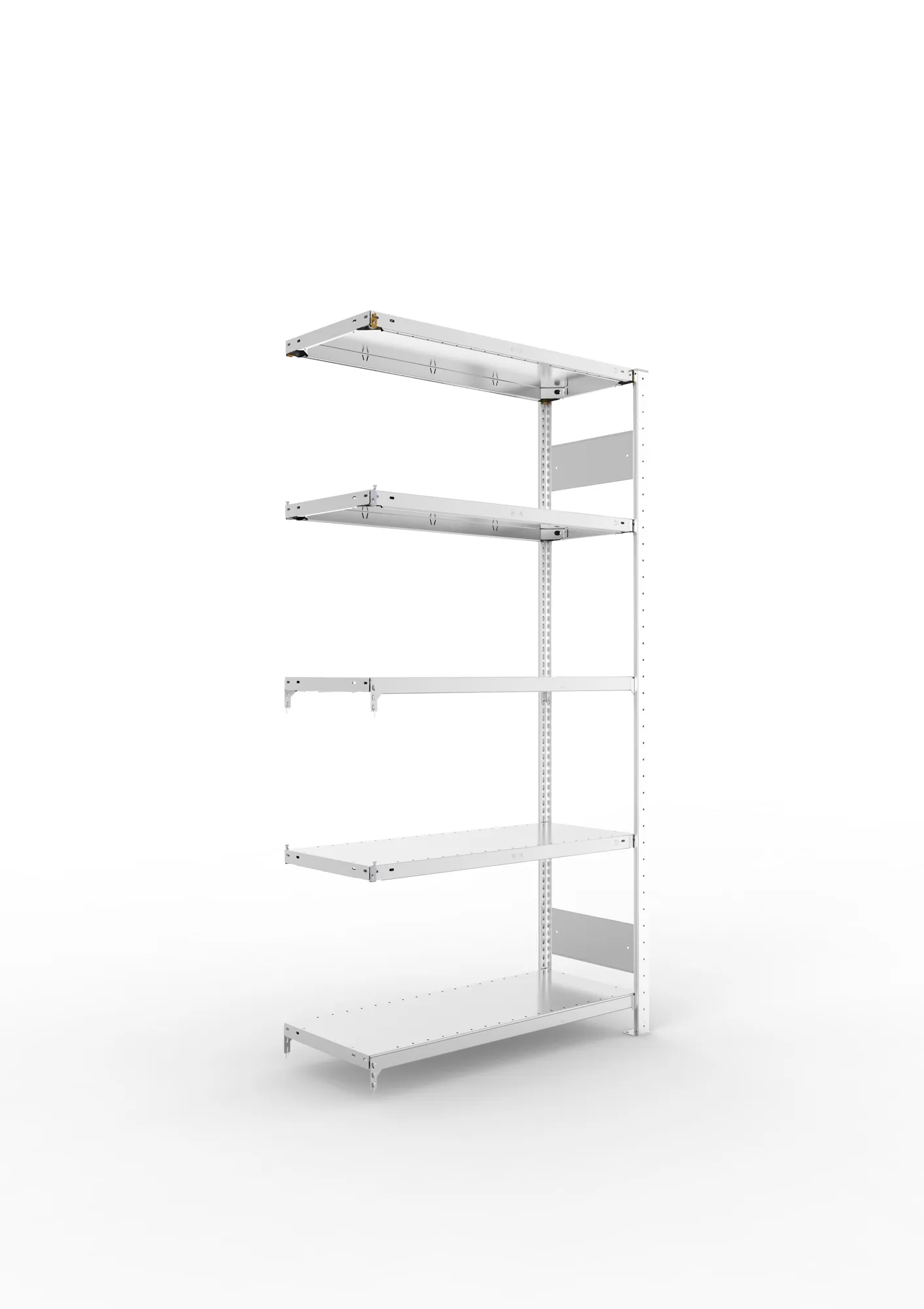 META CLIP S3 | Fachbodenregal | Anbauregal | 2000 x 1000 x 400 mm | Fachlast 150 kg | 4+1 Ebenen | Längsriegel | verzinkt