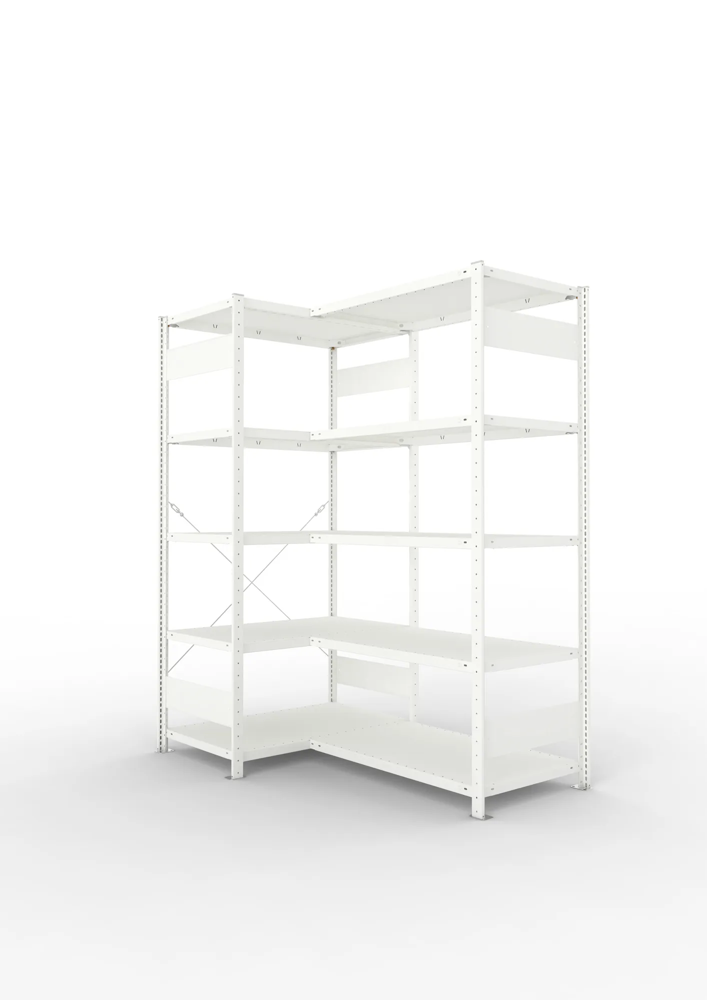 META CLIP | Eckregal | 2000 x 1000 x 600 mm | Fachlast 100 kg | 4+1 Ebenen | RAL 7035