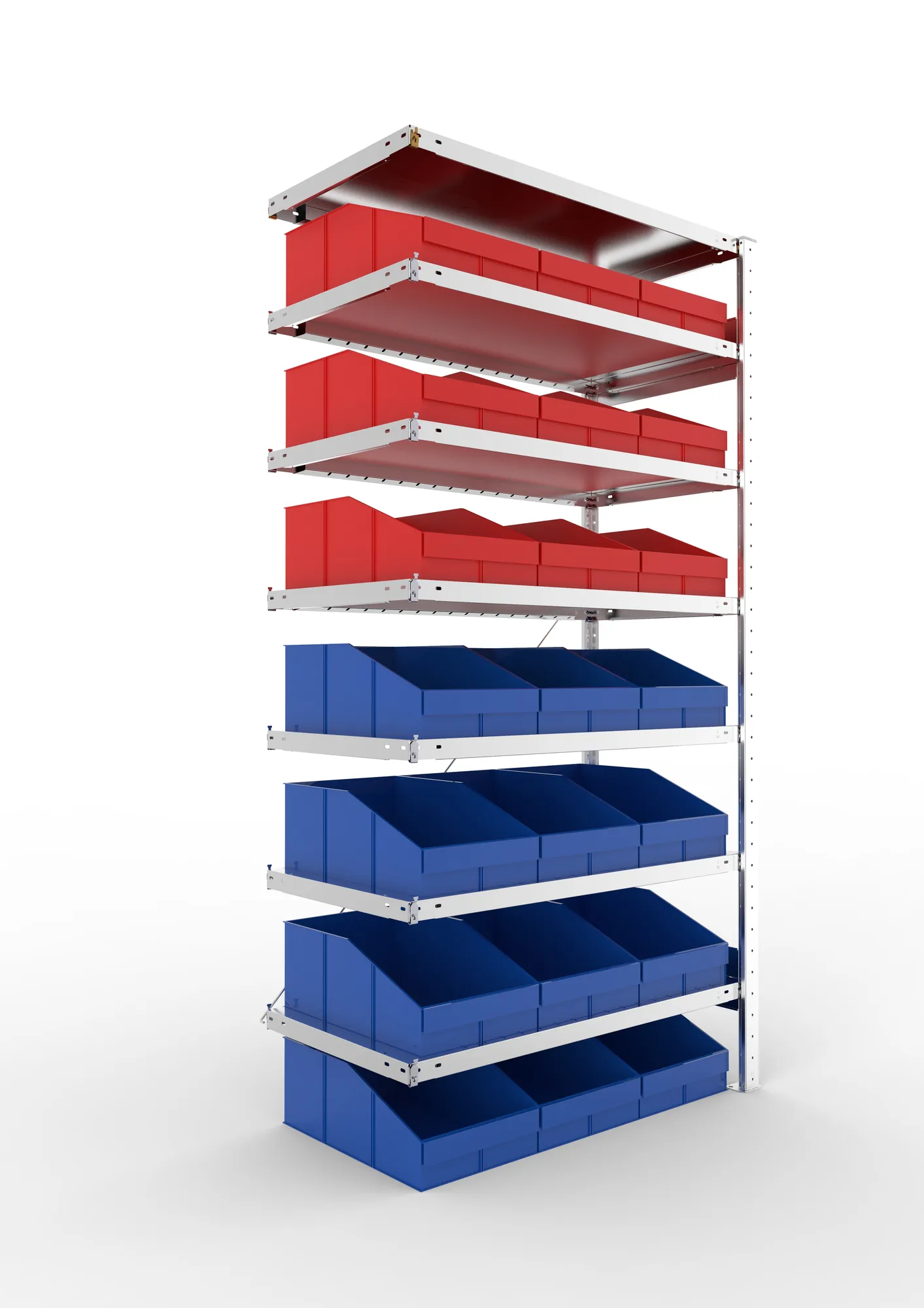 Quick S3 shelv. Add-on 2000 x 1000 x 500 pre-galv. with plastic bins