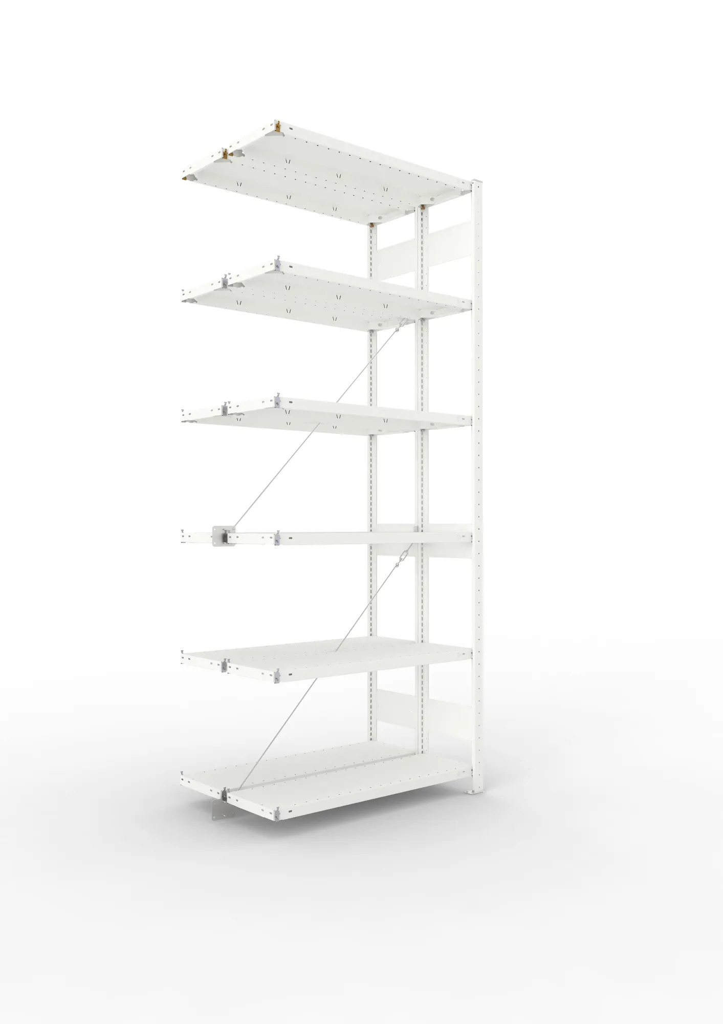 META CLIP | Fachbodenregal | Doppel-Anbauregal | 2500 x 1000 x 300 mm | Fachlast 150 kg | 5+1 Ebenen | RAL 7035