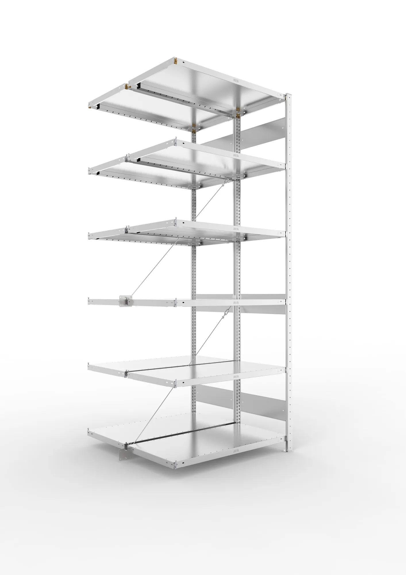 META CLIP | Fachbodenregal | Doppel-Anbauregal | 2500 x 1000 x 500 mm | Fachlast 230 kg | 5+1 Ebenen | verzinkt