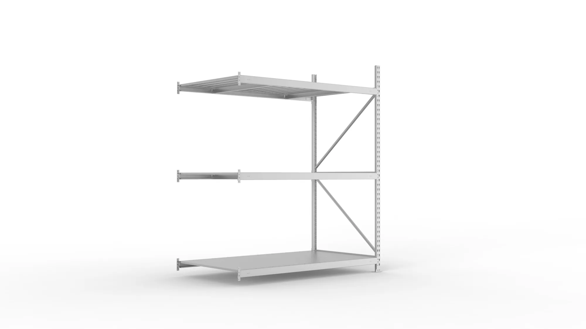 META MINI-RACK Weitspannregal | Anbauregal | 2200 x 1800 x 1050 mm | Fachlast 600 kg | Stahlpaneelböden | 3 Ebenen