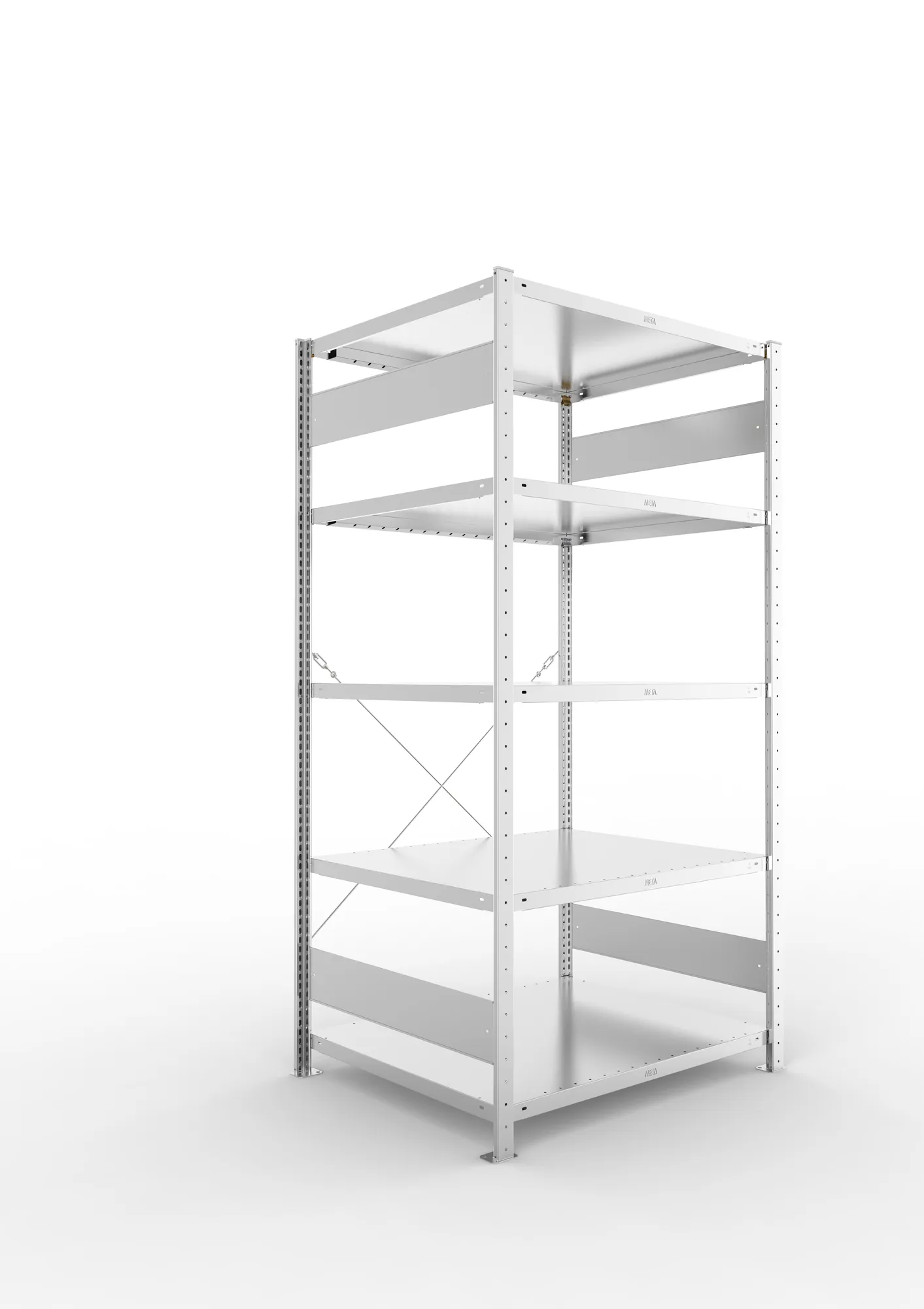 META CLIP | Fachbodenregal | Grundregal | 2000 x 1000 x 800 mm | Fachlast 230 kg | 4+1 Ebenen | verzinkt