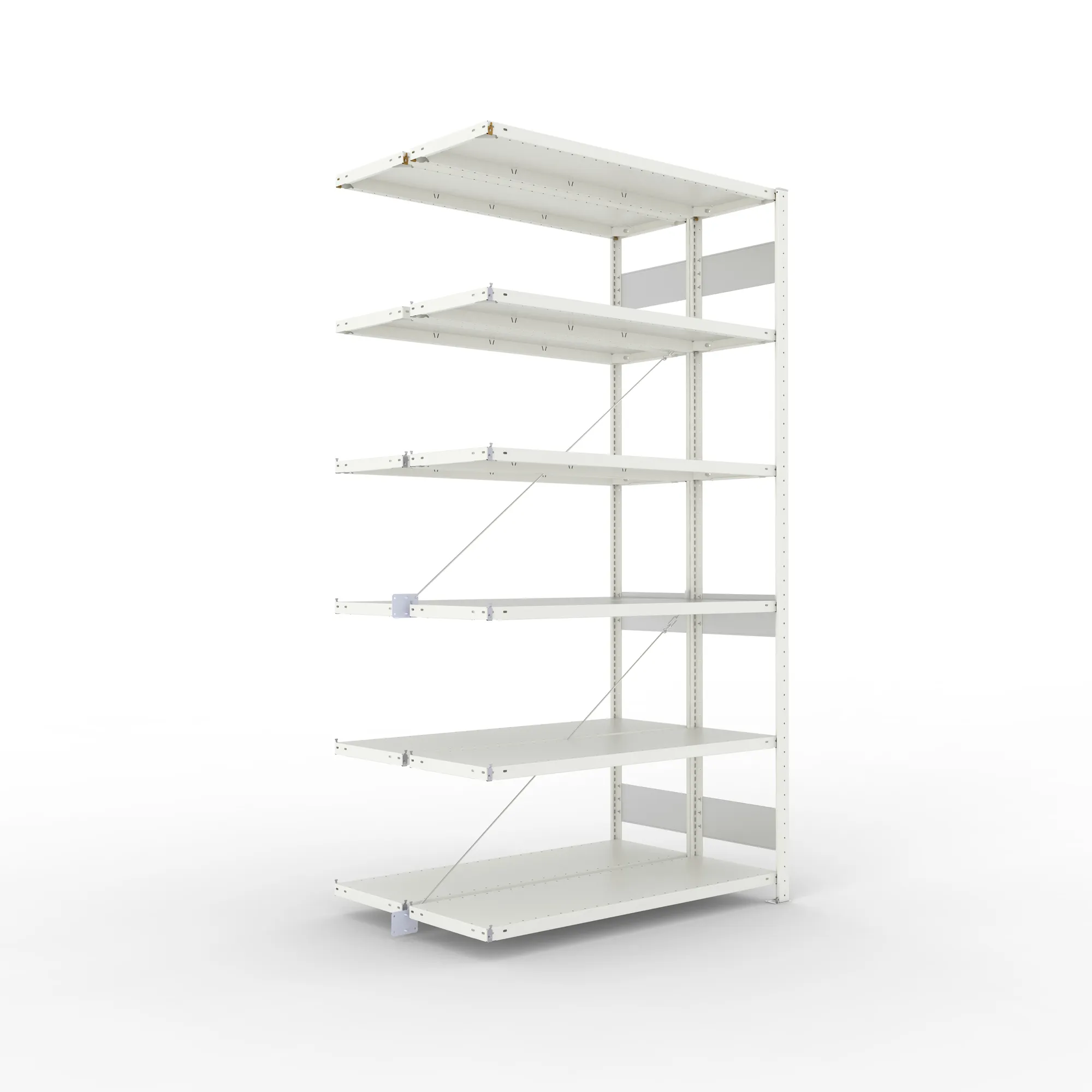 META CLIP S3 | Fachbodenregal | Doppel-Anbauregal | 2500 x 1300 x 400 mm | Fachlast 150 kg | 5+1 Ebenen | RAL 7035