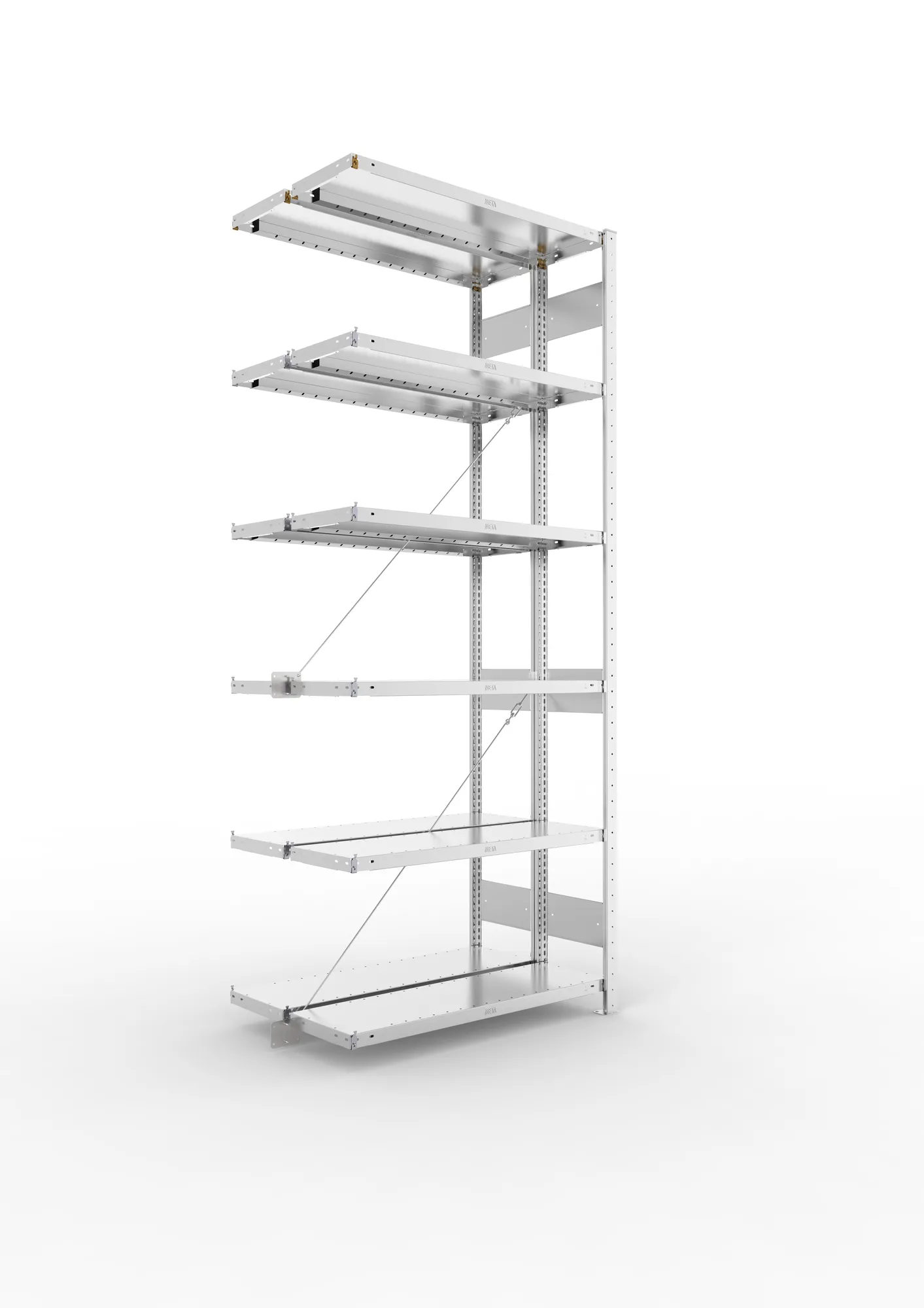 META CLIP | Fachbodenregal | Doppel-Anbauregal | 2500 x 1000 x 300 mm | Fachlast 230 kg | 5+1 Ebenen | verzinkt