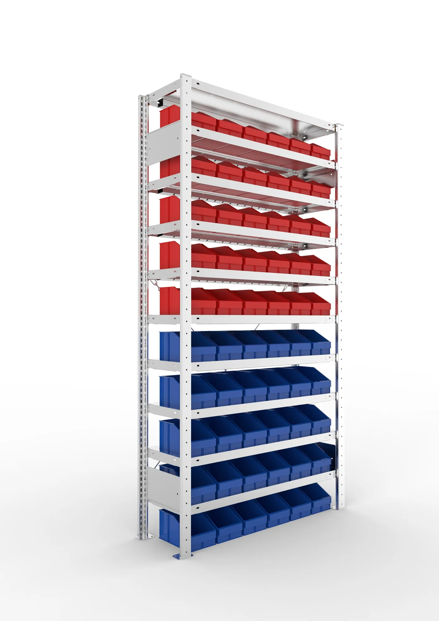 Quick S3 shelv. St 2000 x 1000 x 300 pre-galv. wi th plastic bins
