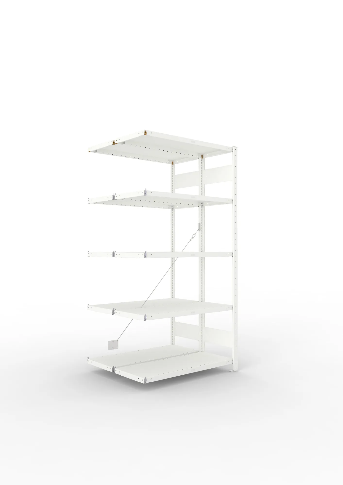 META CLIP | Fachbodenregal | Doppel-Anbauregal | 2000 x 1000 x 400 mm | Fachlast 230 kg | 4+1 Ebenen | RAL 7035