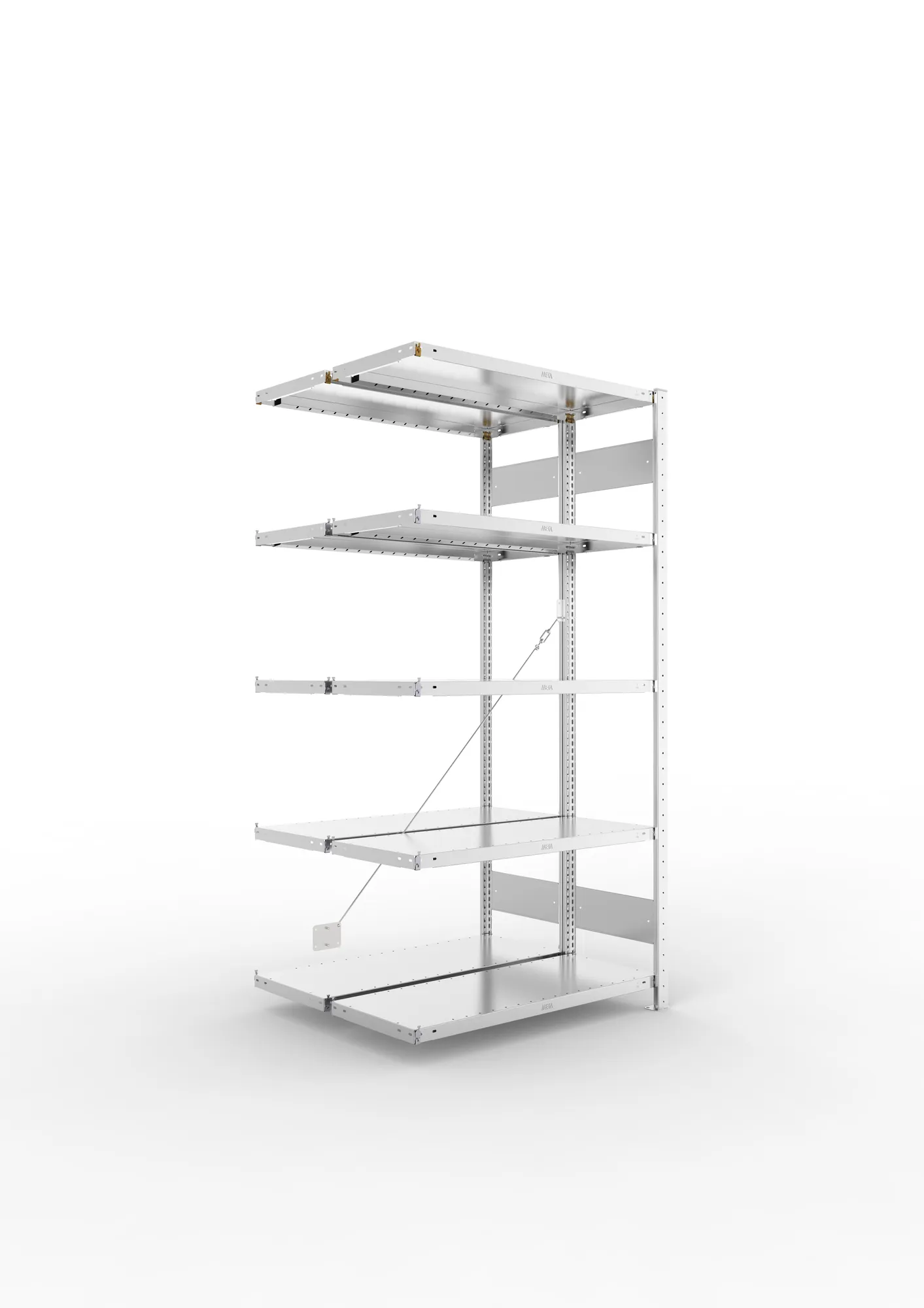 META CLIP | Fachbodenregal | Doppel-Anbauregal | 2000 x 1000 x 400 mm | Fachlast 230 kg | 4+1 Ebenen | verzinkt