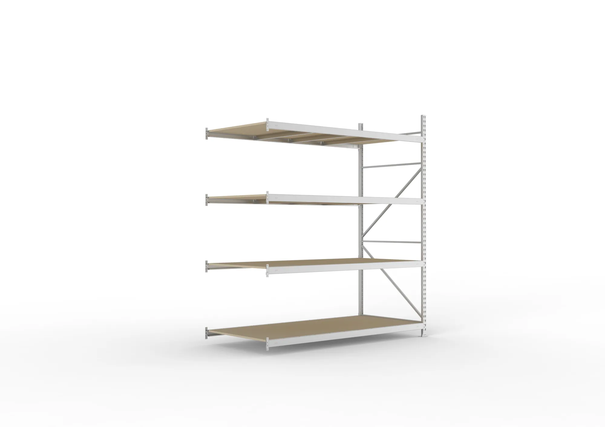 META MINI-RACK Weitspannregal | Anbauregal | 2500 x 2200 x 1050 mm | Fachlast 600 kg | Spanplattenböden | 4 Ebenen