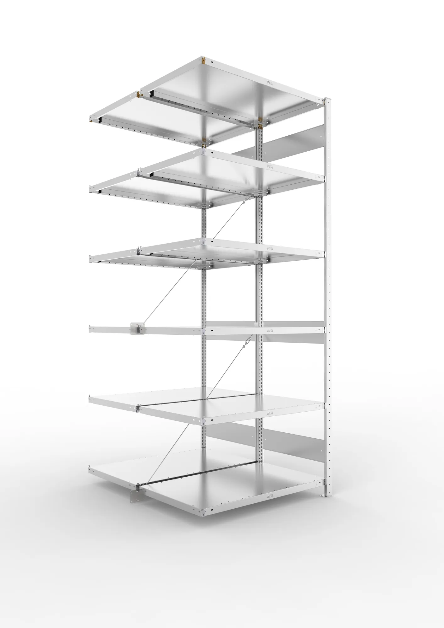META CLIP | Fachbodenregal | Doppel-Anbauregal | 2500 x 1000 x 600 mm | Fachlast 230 kg | 5+1 Ebenen | verzinkt
