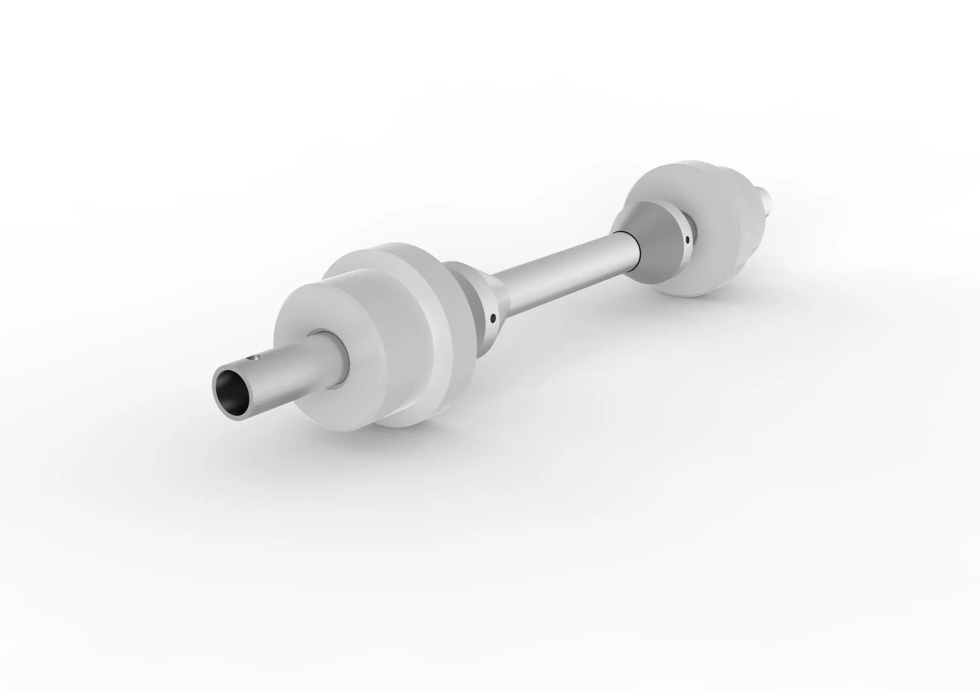 Cable reel bar 42,4/4,0x900 pre-galvanised with ce nt.flanges+plastic roller bear.