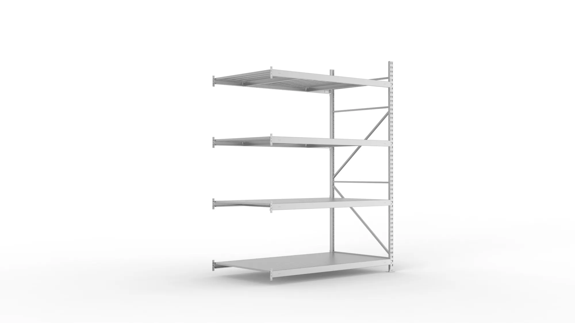 META MINI-RACK Weitspannregal | Anbauregal | 2500 x 1800 x 1050 mm | Fachlast 600 kg | Stahlpaneelböden | 4 Ebenen