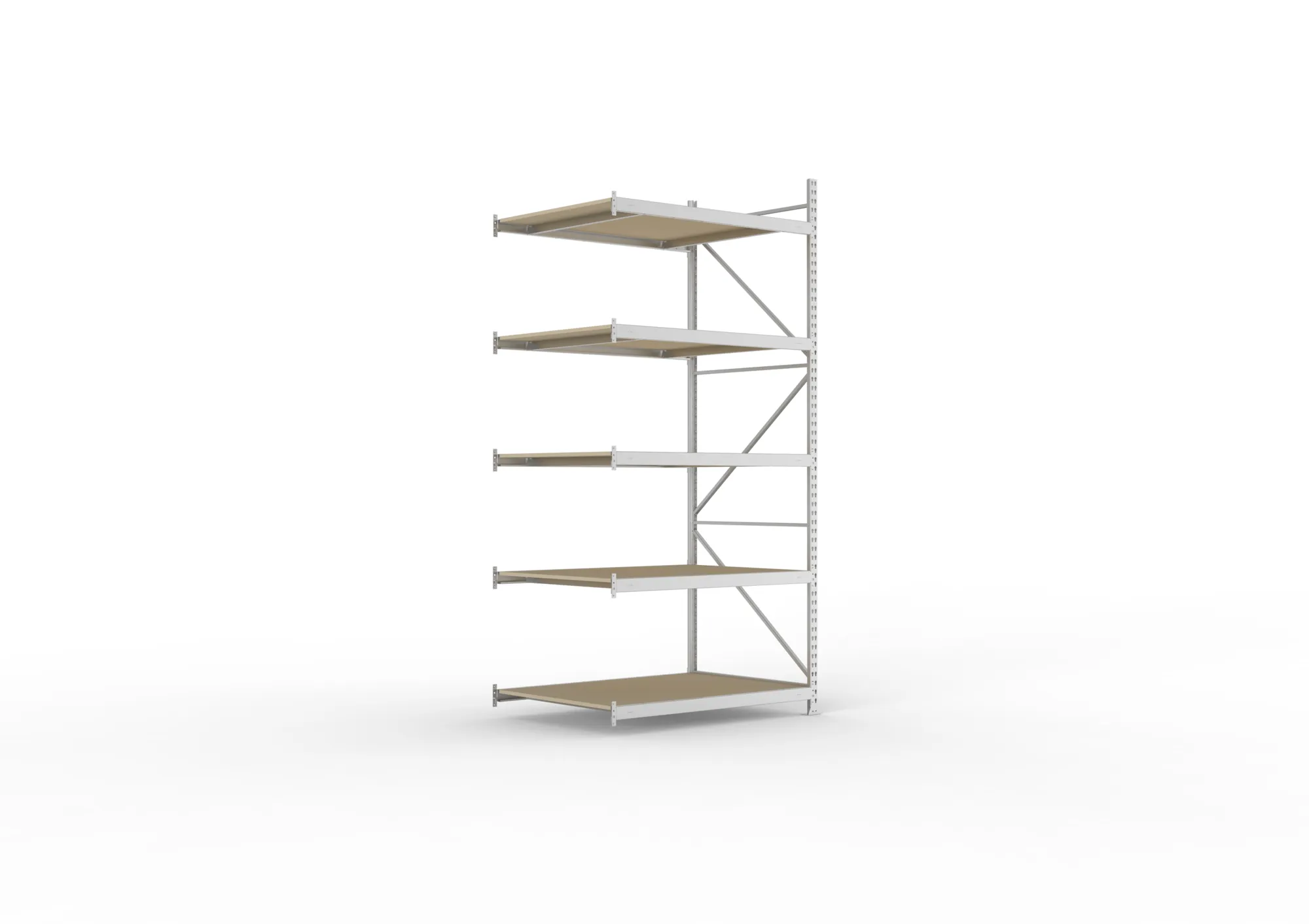 META MINI-RACK Weitspannregal | Anbauregal | 3000 x 1400 x 1050 mm | Fachlast 600 kg | Spanplattenböden | 5 Ebenen