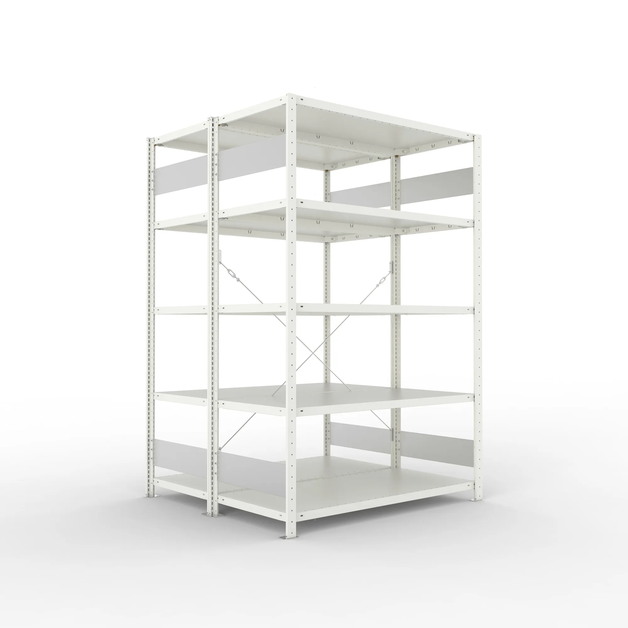 META CLIP S3 | Fachbodenregal | Doppel-Grundregal | 2000 x 1300 x 600 mm | Fachlast 230 kg | 4+1 Ebenen | RAL 7035